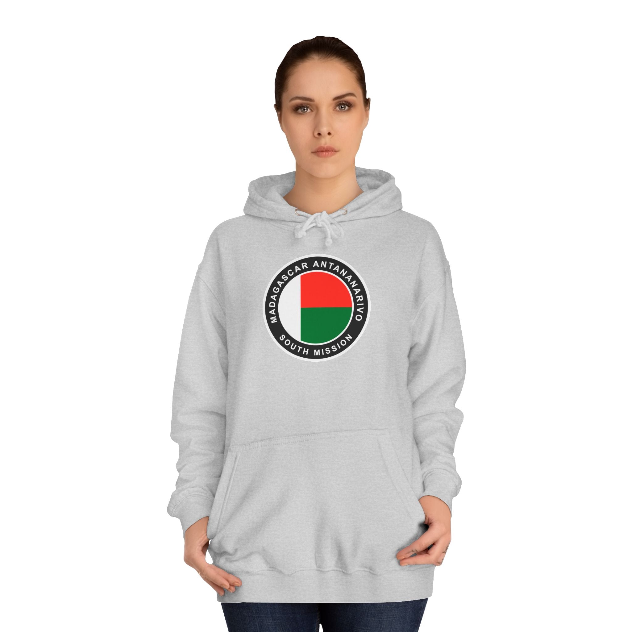 Madagascar Antananarivo South Mission Flag Logo (Black Border) College Hoodie - Mission Wishlist - LDS Missionary Gift Store