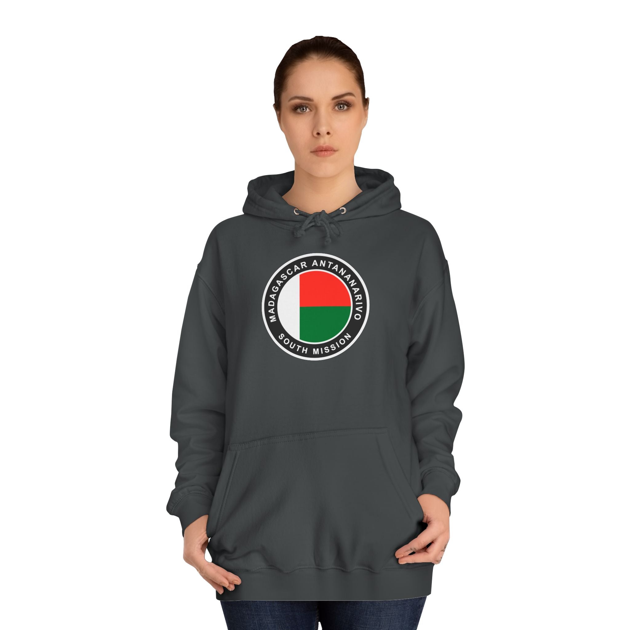 Madagascar Antananarivo South Mission Flag Logo (Black Border) College Hoodie - Mission Wishlist - LDS Missionary Gift Store
