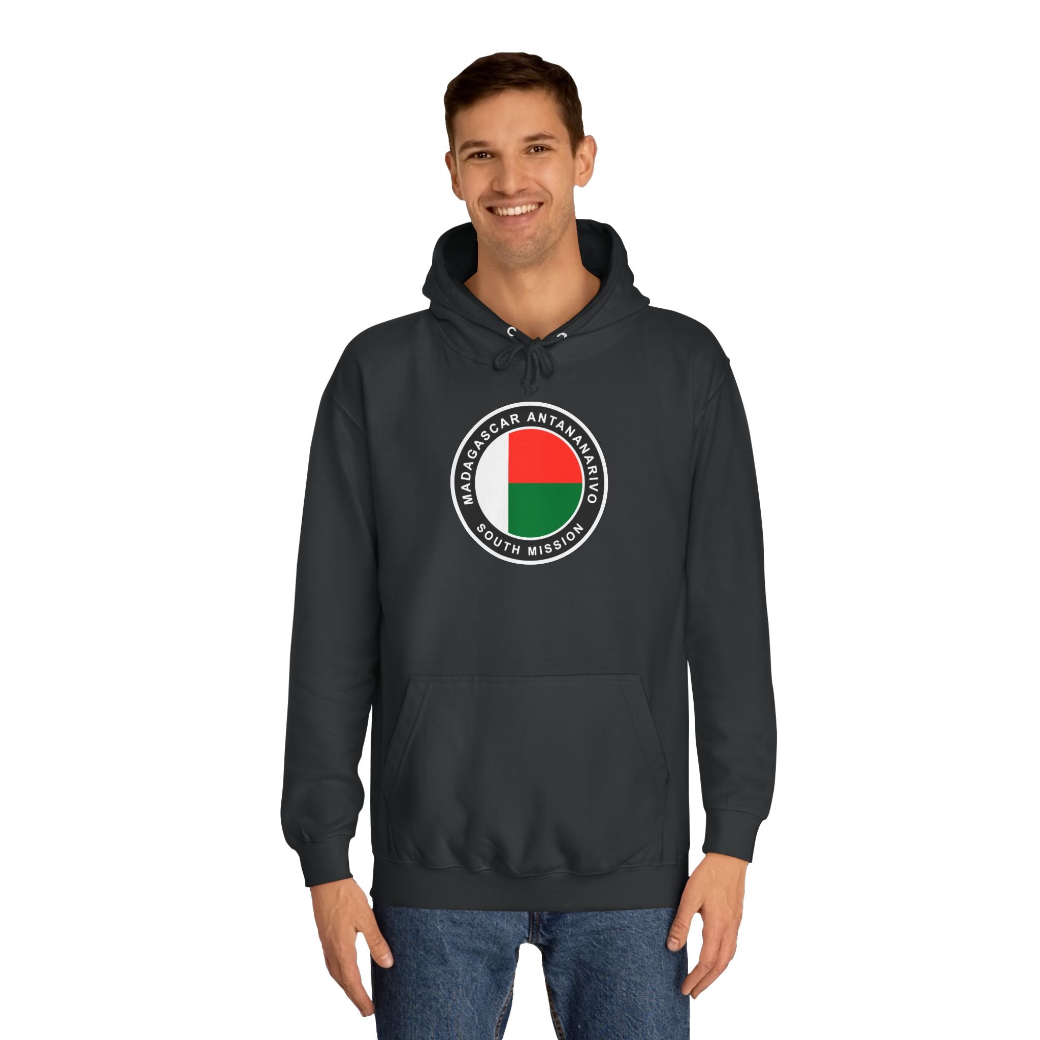 Madagascar Antananarivo South Mission Flag Logo (Black Border) College Hoodie - Mission Wishlist - LDS Missionary Gift Store