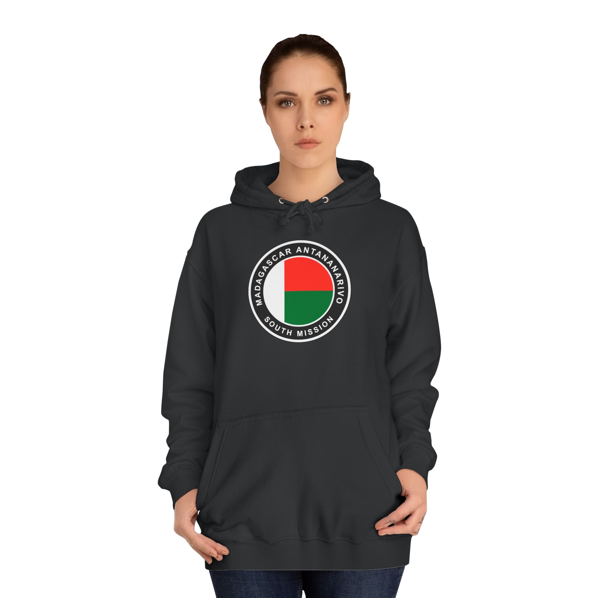 Madagascar Antananarivo South Mission Flag Logo (Black Border) College Hoodie - Mission Wishlist - LDS Missionary Gift Store
