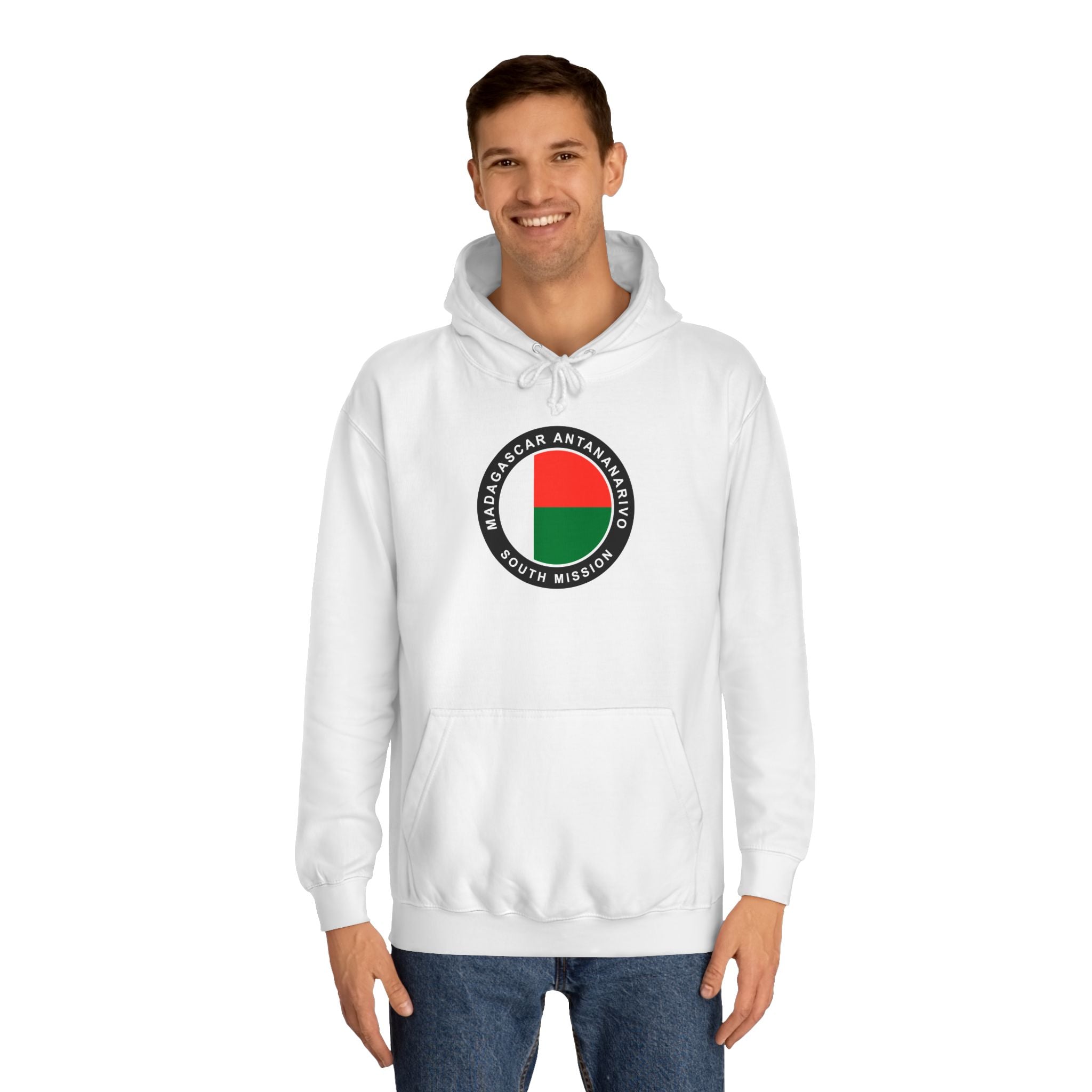 Madagascar Antananarivo South Mission Flag Logo (Black Border) College Hoodie - Mission Wishlist - LDS Missionary Gift Store