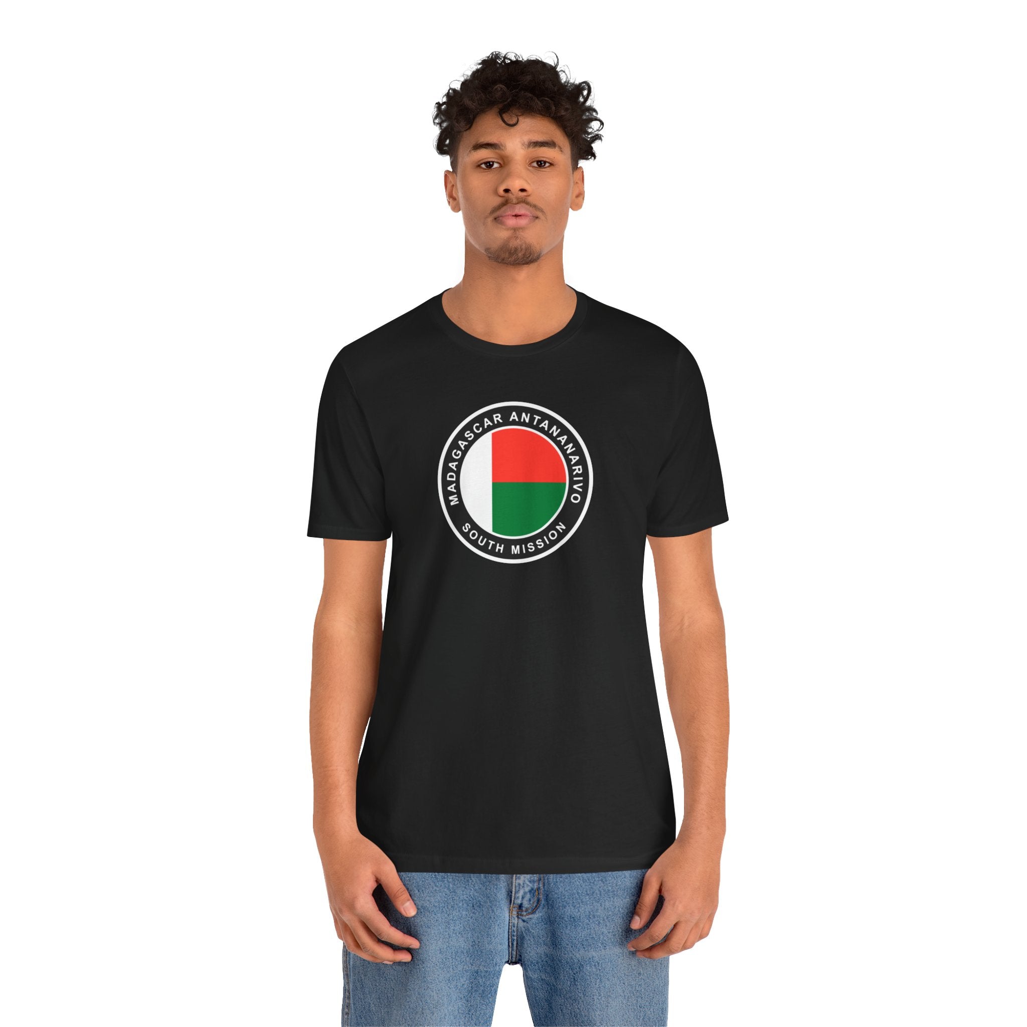 Madagascar Antananarivo South Mission Flag Logo (Black Border) T-shirt - Mission Wishlist - LDS Missionary Gift Store