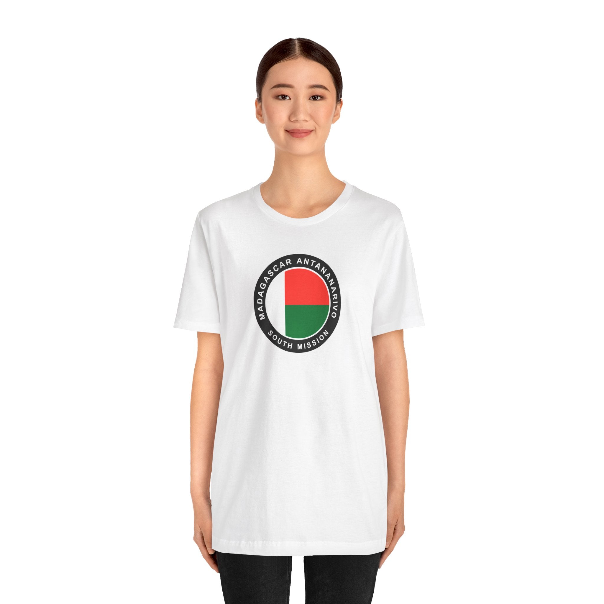 Madagascar Antananarivo South Mission Flag Logo (Black Border) T-shirt - Mission Wishlist - LDS Missionary Gift Store