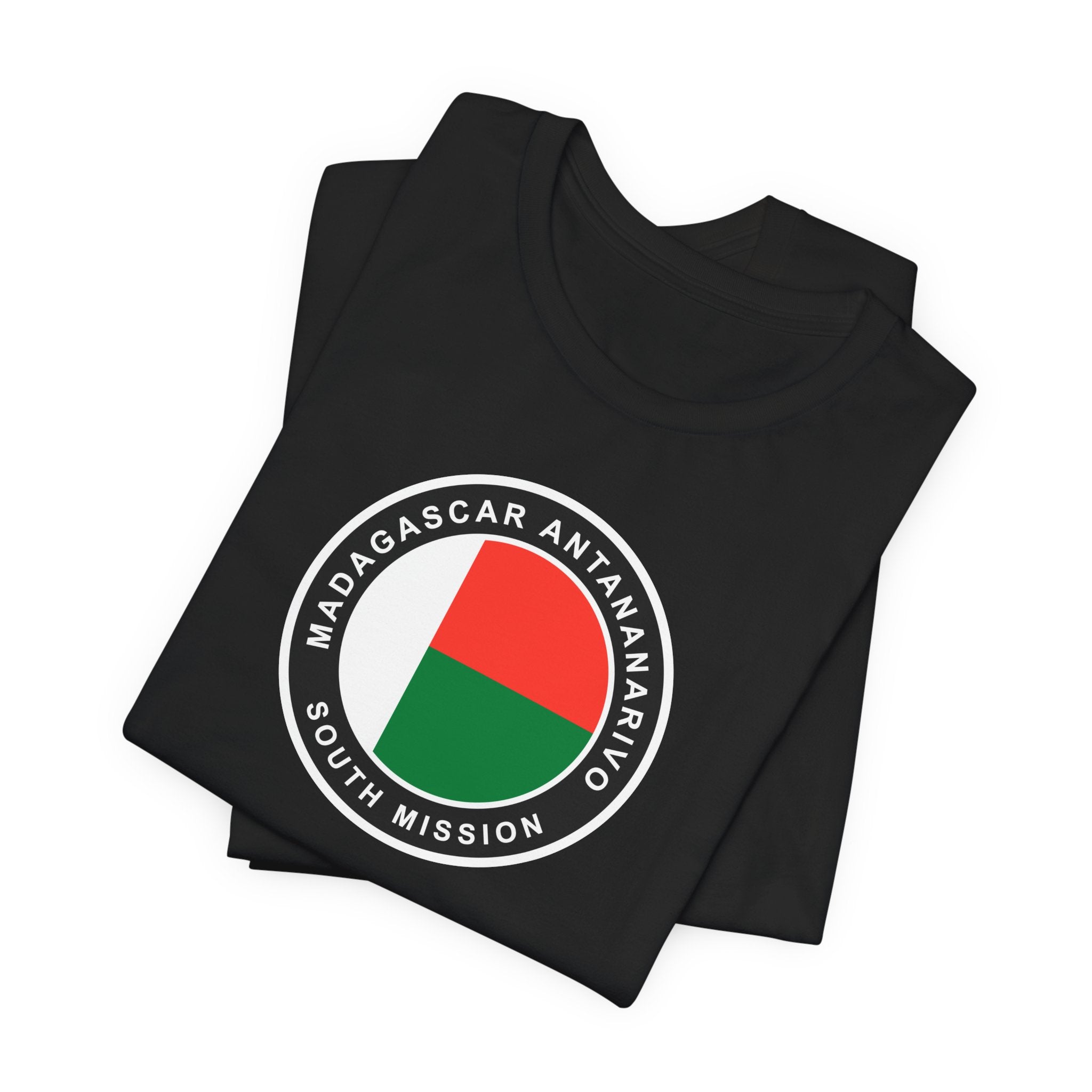 Madagascar Antananarivo South Mission Flag Logo (Black Border) T-shirt - Mission Wishlist - LDS Missionary Gift Store