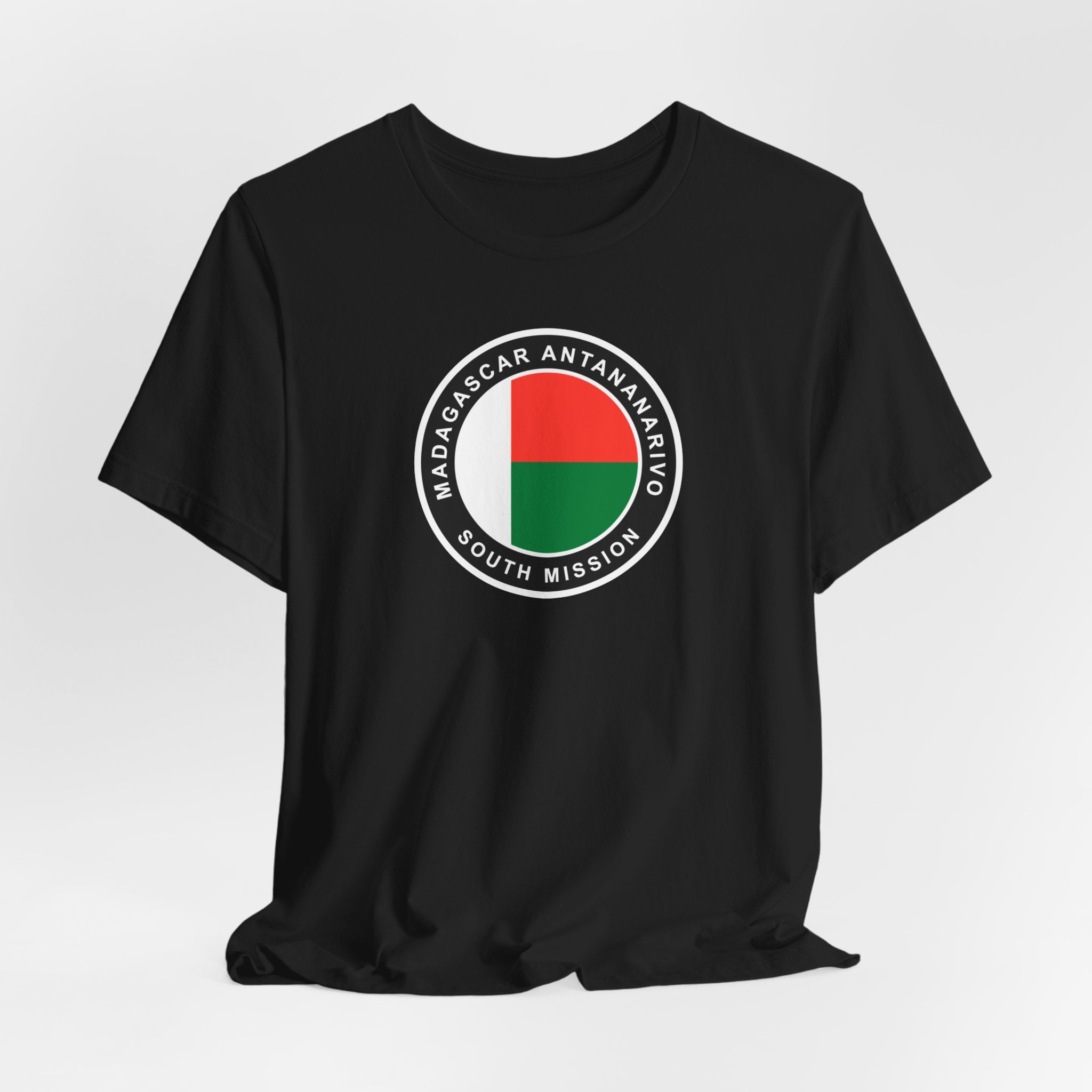 Madagascar Antananarivo South Mission Flag Logo (Black Border) T-shirt - Mission Wishlist - LDS Missionary Gift Store