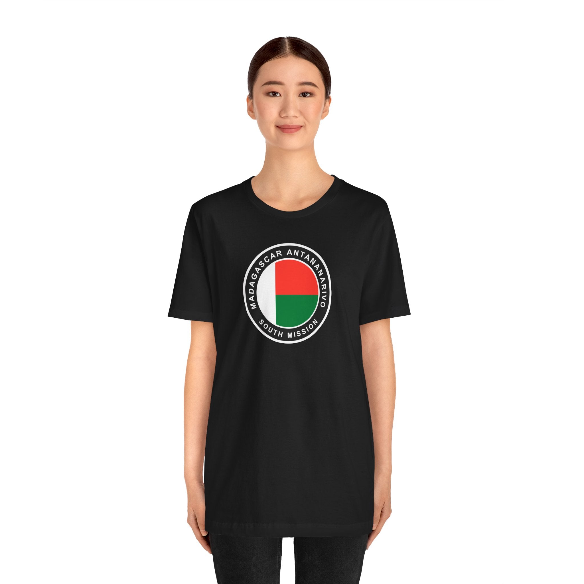 Madagascar Antananarivo South Mission Flag Logo (Black Border) T-shirt - Mission Wishlist - LDS Missionary Gift Store