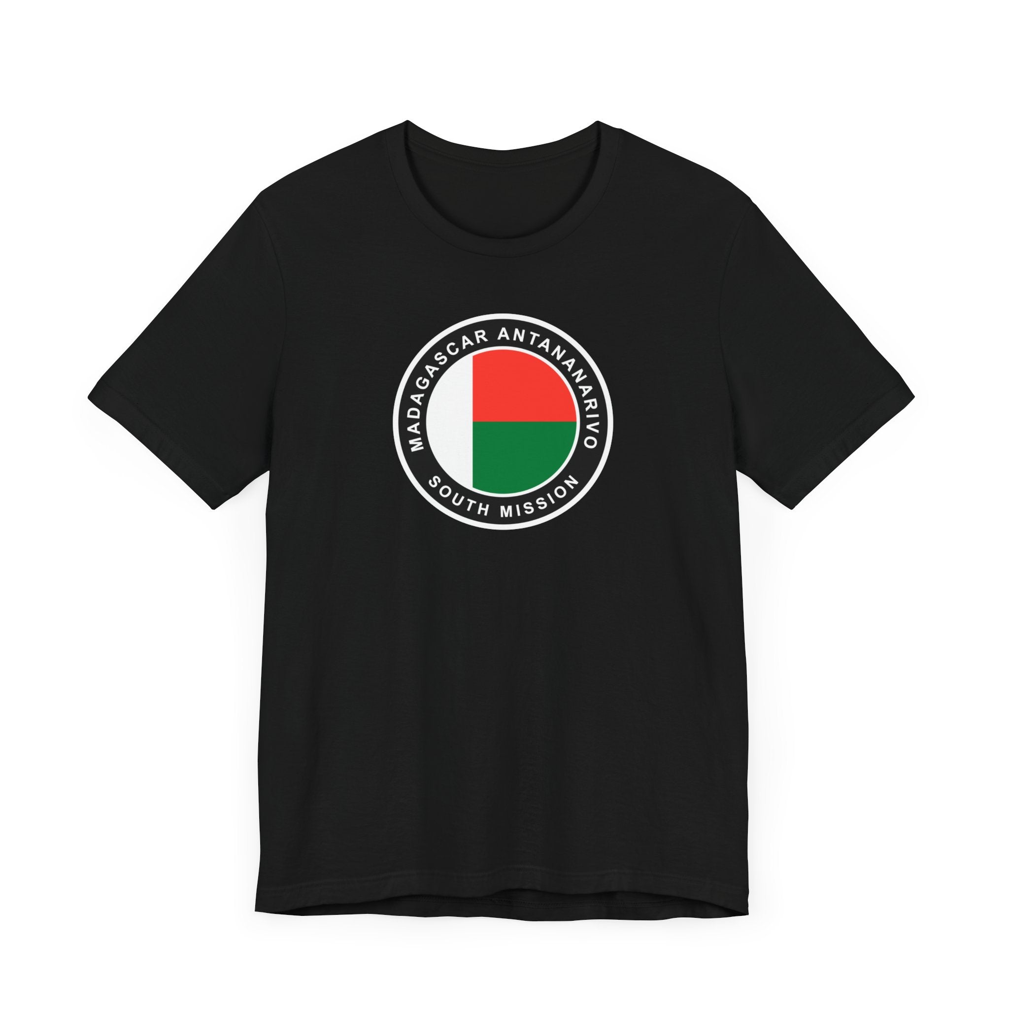 Madagascar Antananarivo South Mission Flag Logo (Black Border) T-shirt - Mission Wishlist - LDS Missionary Gift Store