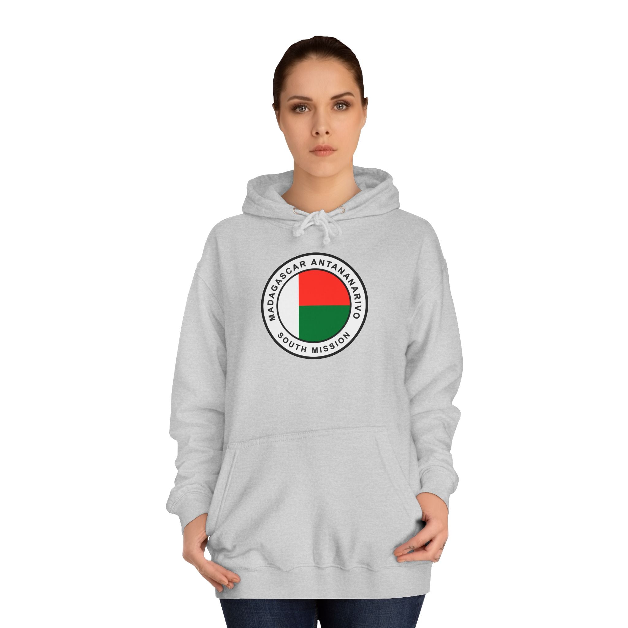 Madagascar Antananarivo South Mission Flag Logo (White Border) College Hoodie - Mission Wishlist - LDS Missionary Gift Store