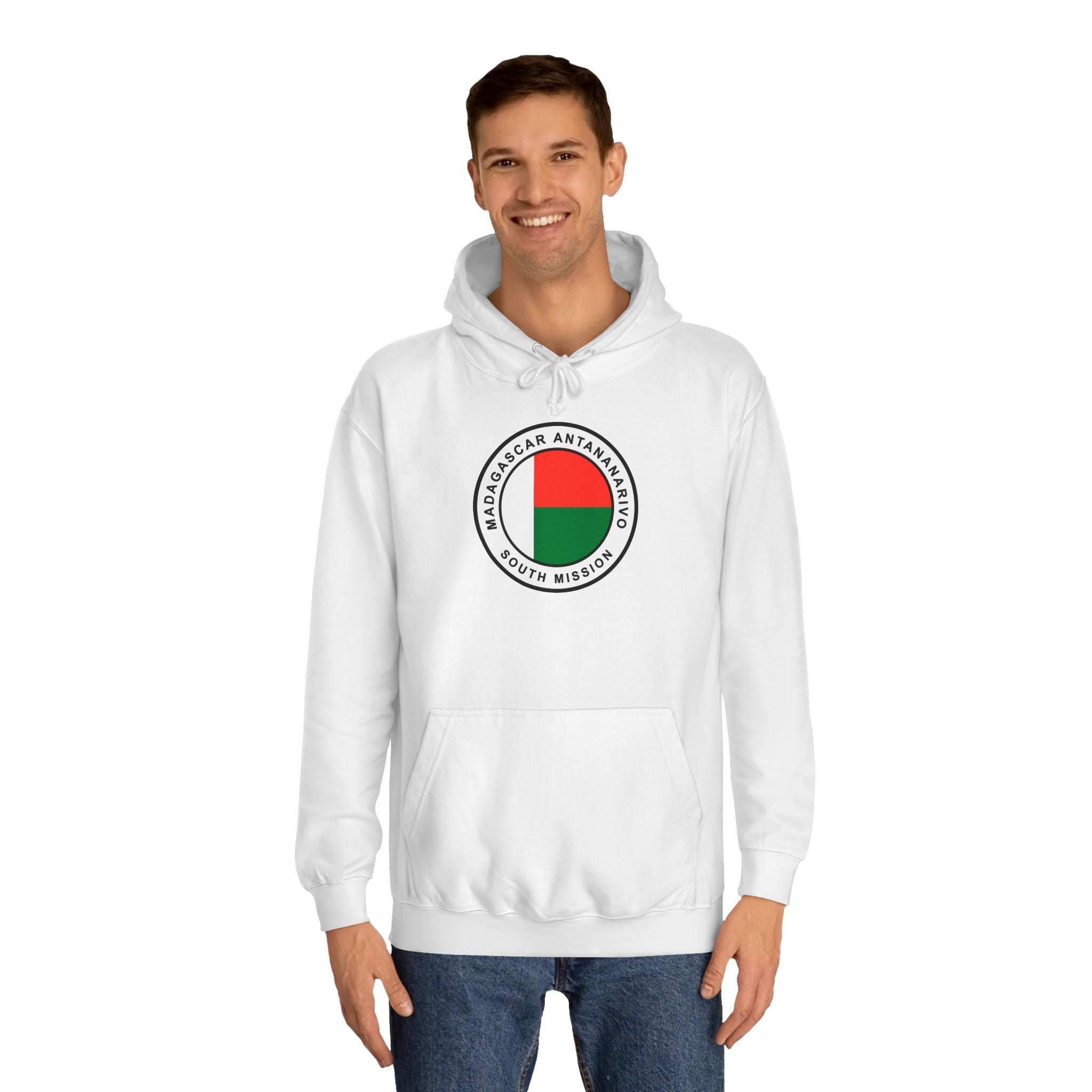 Madagascar Antananarivo South Mission Flag Logo (White Border) College Hoodie - Mission Wishlist - LDS Missionary Gift Store