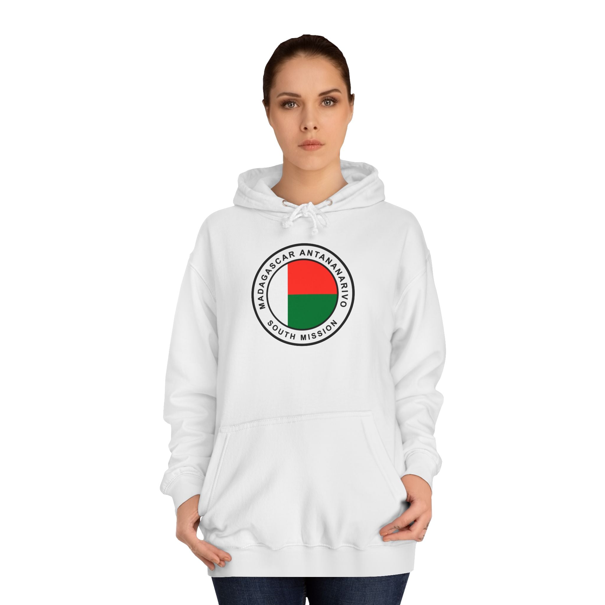 Madagascar Antananarivo South Mission Flag Logo (White Border) College Hoodie - Mission Wishlist - LDS Missionary Gift Store