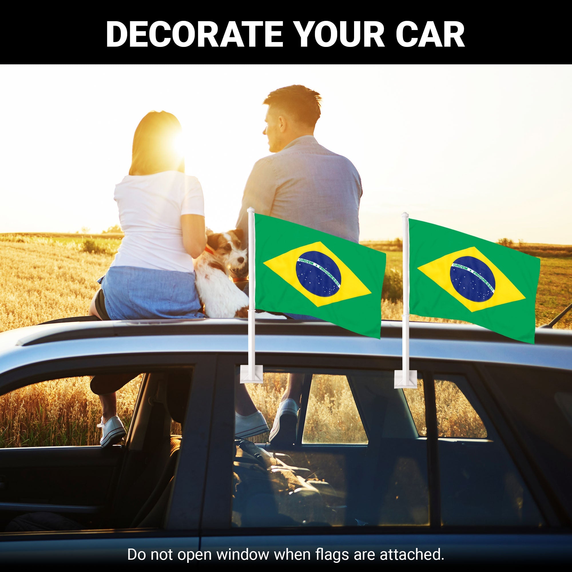 G128 2 Pack: Brazil Brazilian Car Flag | 11x17 In | Double LiteWeave Pro Series Double Sided Printed 150D Polyester | Flagpole Included | Perfect for Festival Celebrations, Parades