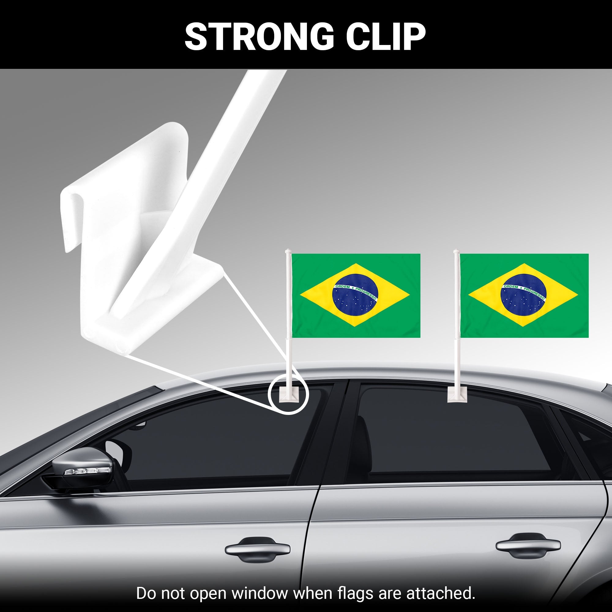 G128 2 Pack: Brazil Brazilian Car Flag | 11x17 In | Double LiteWeave Pro Series Double Sided Printed 150D Polyester | Flagpole Included | Perfect for Festival Celebrations, Parades