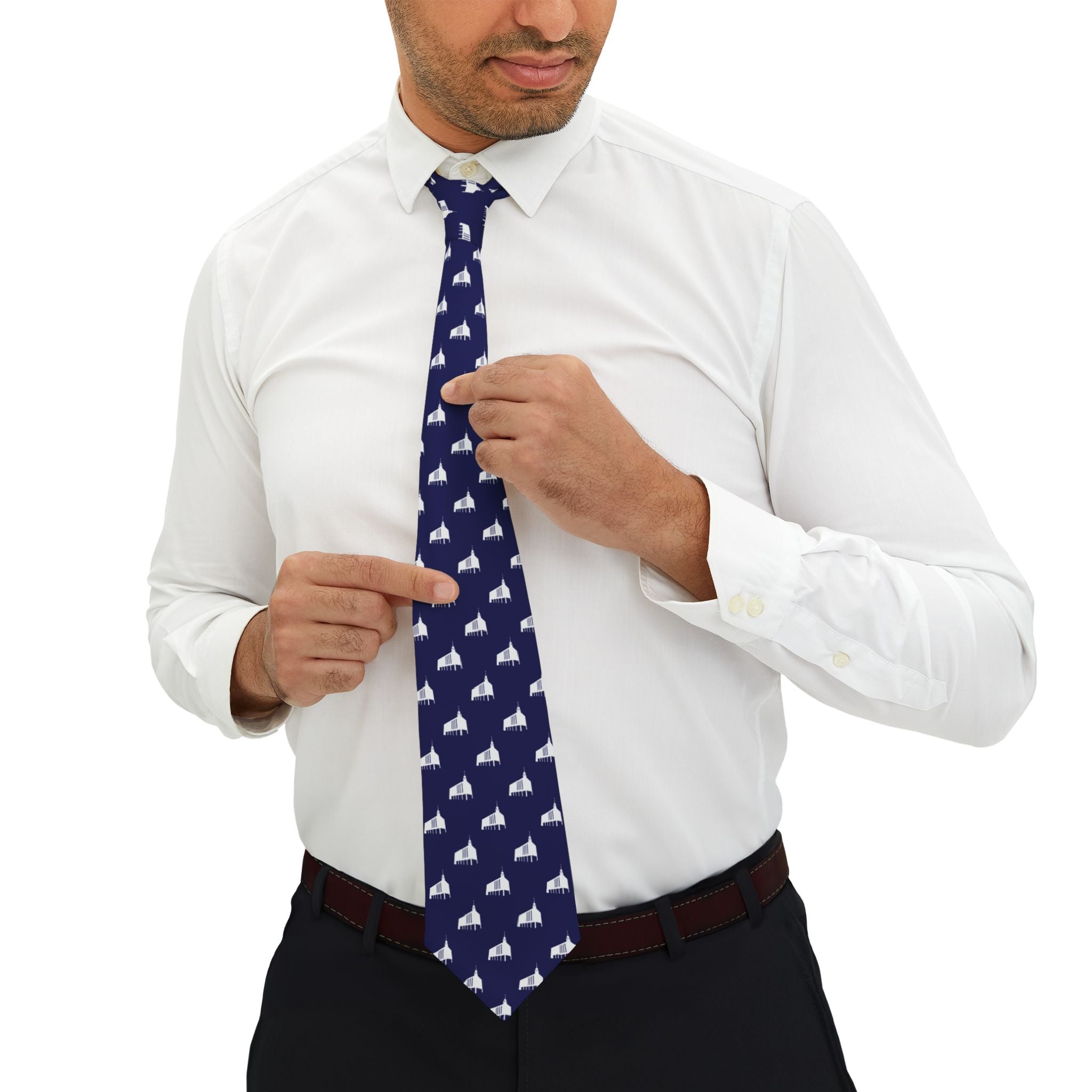Manhattan New York Temple Patterned Neck Tie for Elders (Blue) - Mission Wishlist - LDS Missionary Gift Store