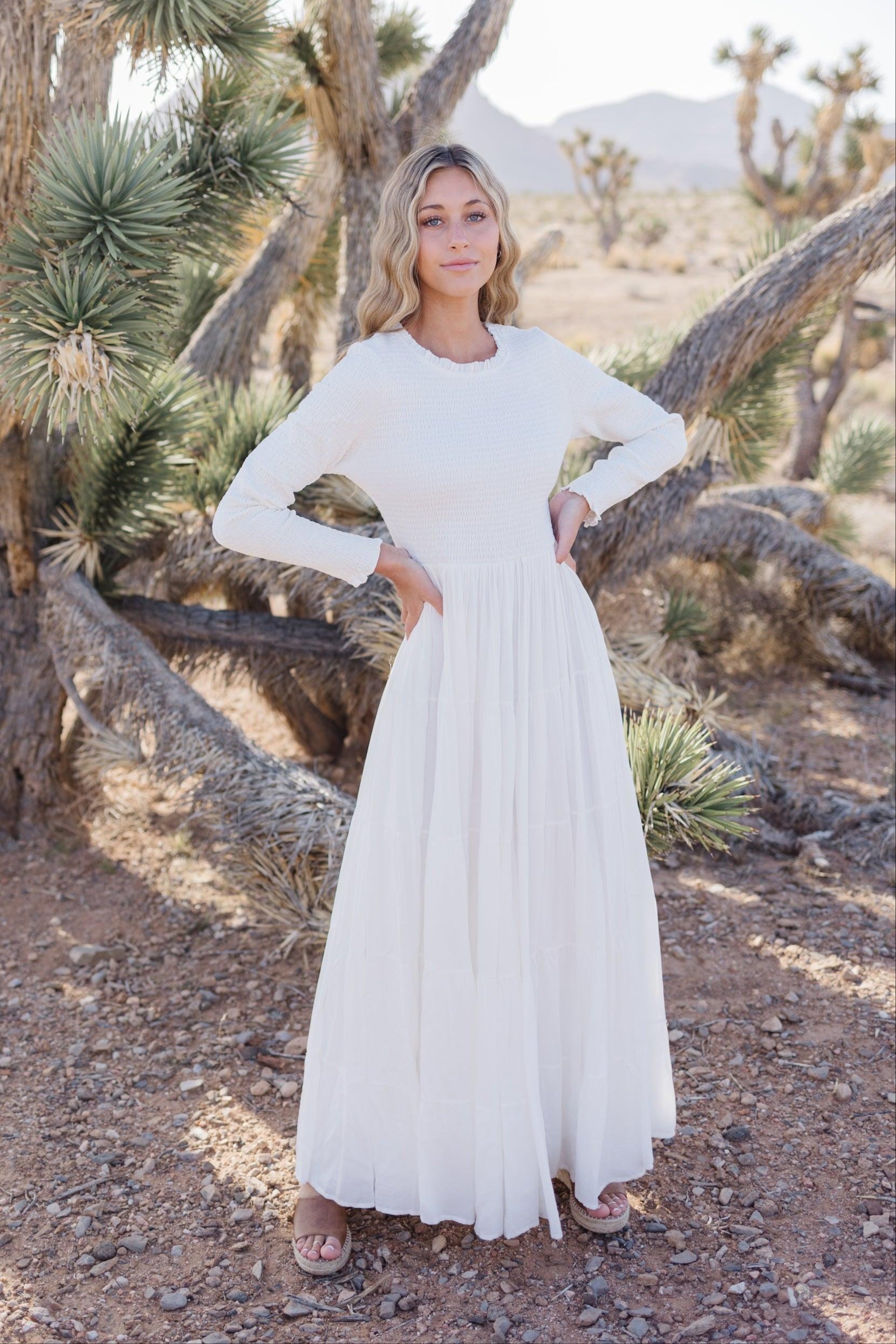 Martha Smocking LDS Temple Dress