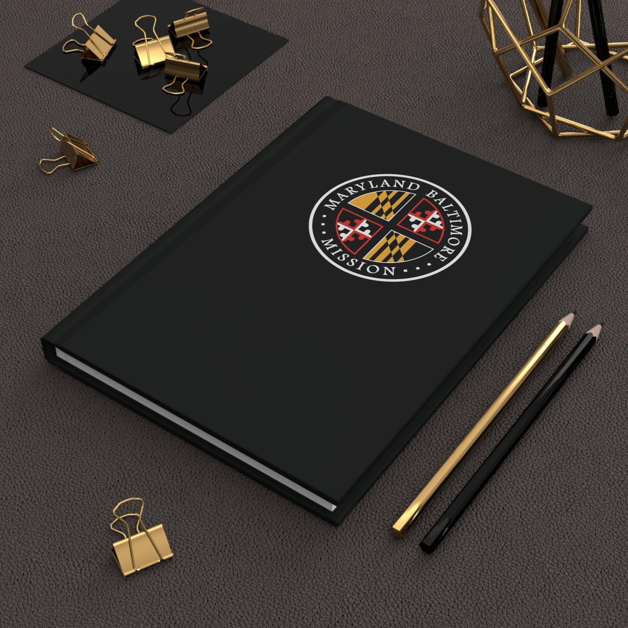 Maryland Baltimore Mission Logo Design Black Hardcover Journal Matte - Latter-Day Saint LDS Missionary Gift - Book of Mormon
