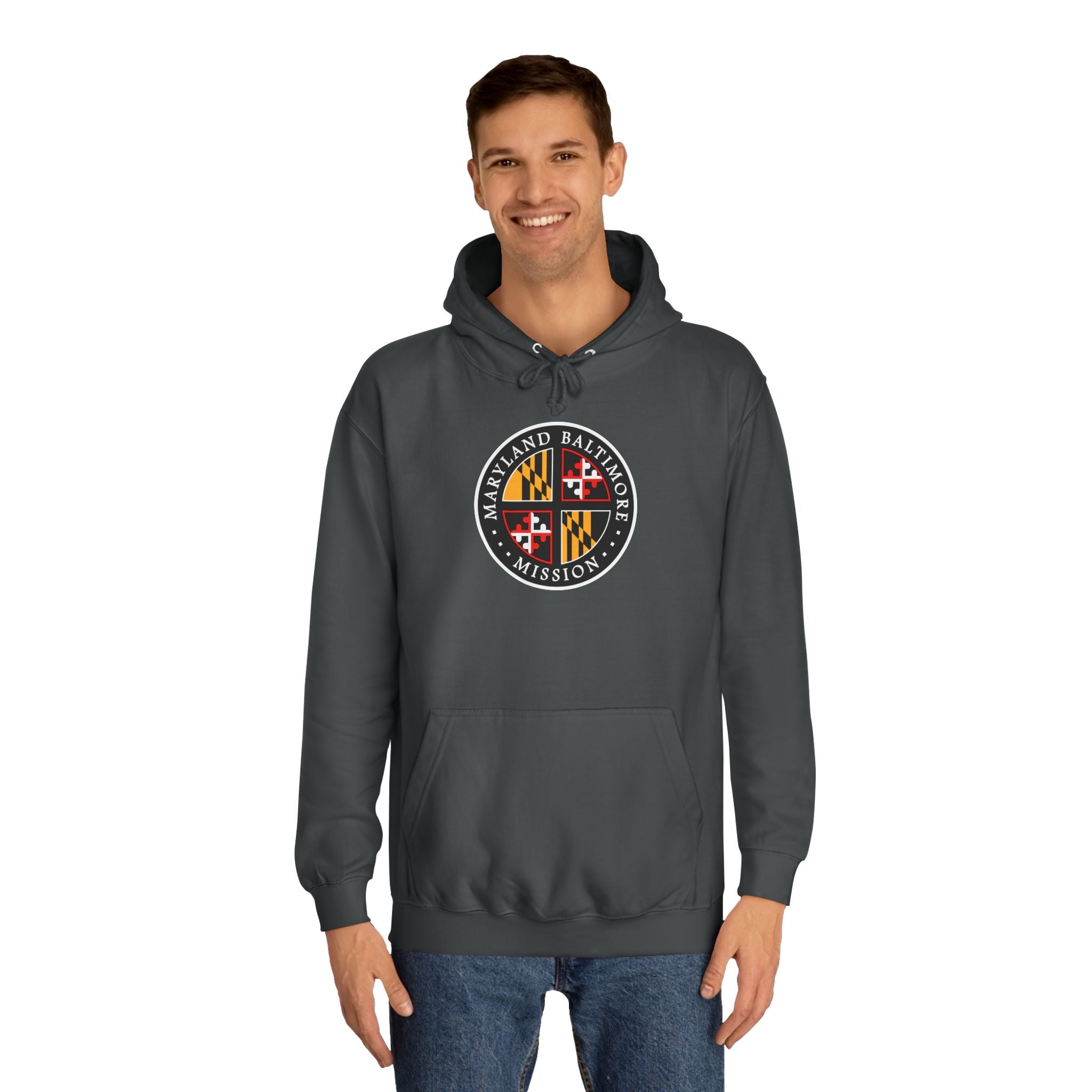 Maryland Baltimore Mission State Flag Logo (Black Border) College Hoodie - Mission Wishlist - LDS Missionary Gift Store