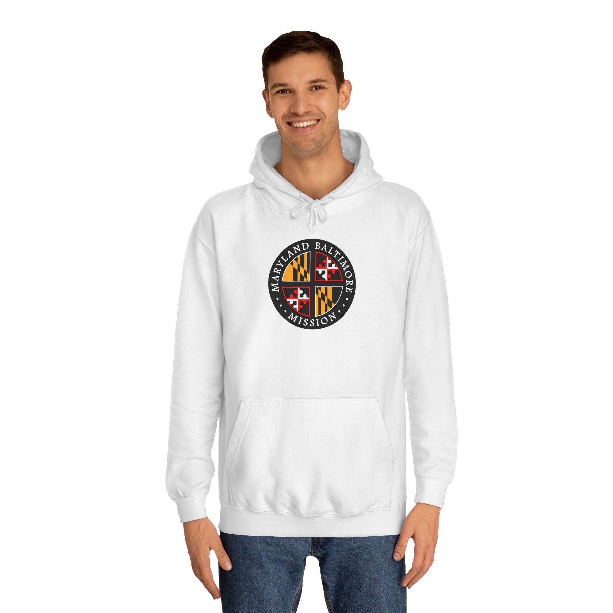 Maryland Baltimore Mission State Flag Logo (Black Border) College Hoodie - Mission Wishlist - LDS Missionary Gift Store