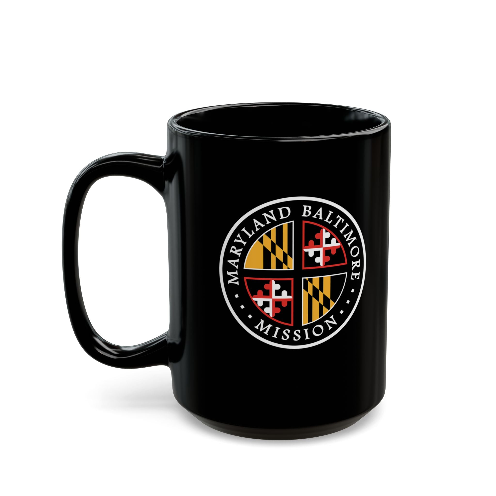 Maryland Baltimore Mission State Flag Logo Ceramic Mug Black Name - Latter-Day Saint LDS Missionary Gift - Book of Mormon