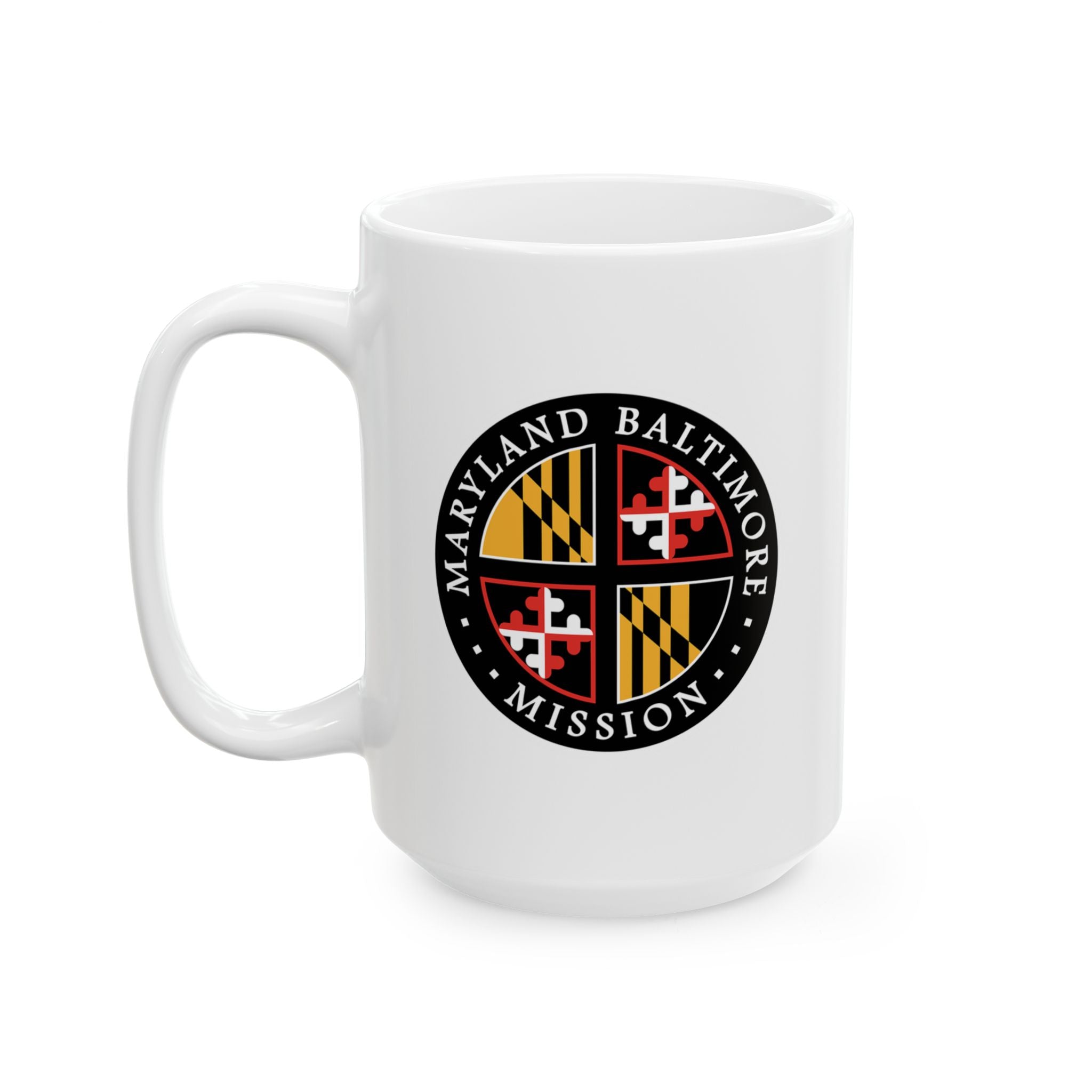 Maryland Baltimore Mission State Flag Logo Ceramic Mug White Name - Latter-Day Saint LDS Missionary Gift - Book of Mormon