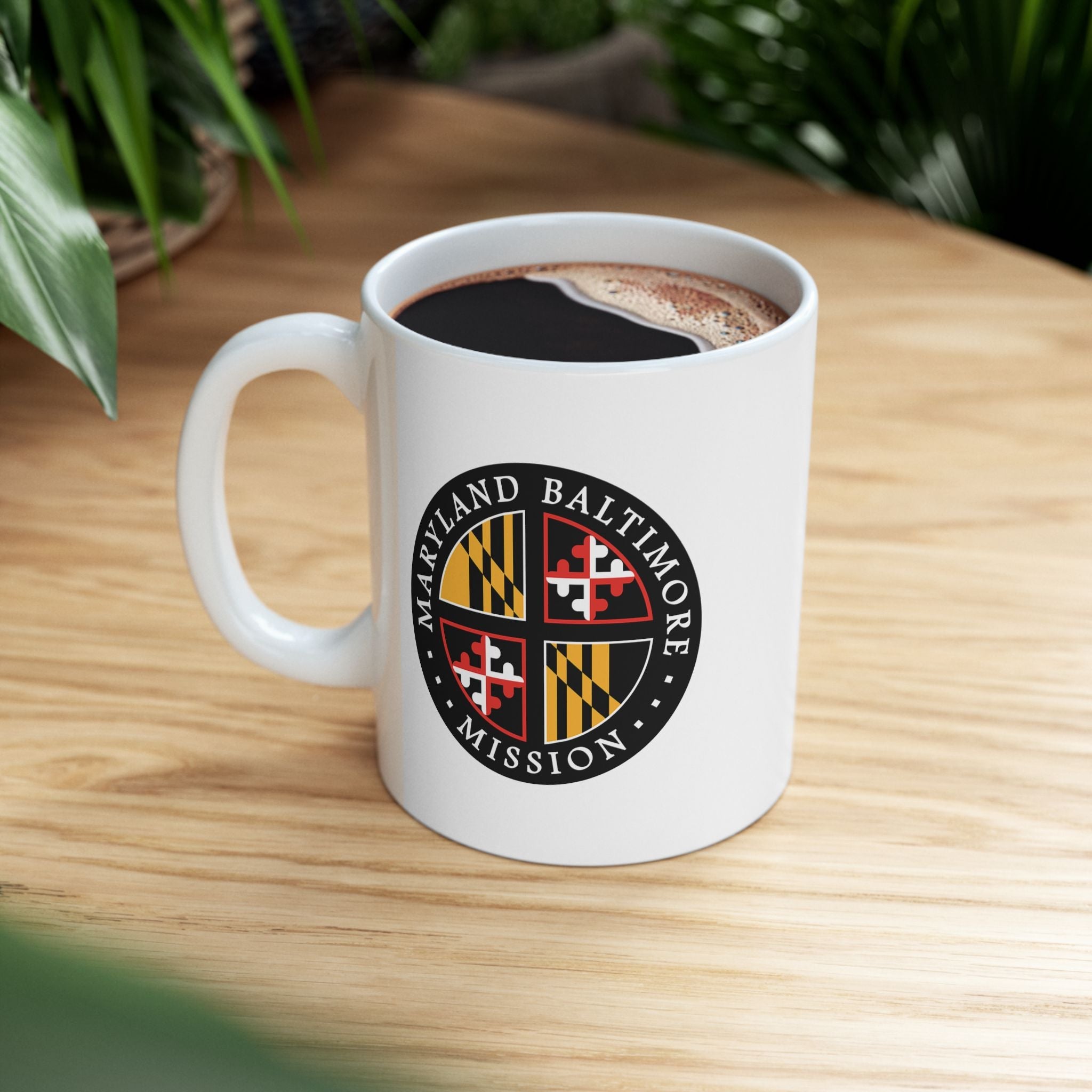 Maryland Baltimore Mission State Flag Logo Ceramic Mug White Name - Latter-Day Saint LDS Missionary Gift - Book of Mormon