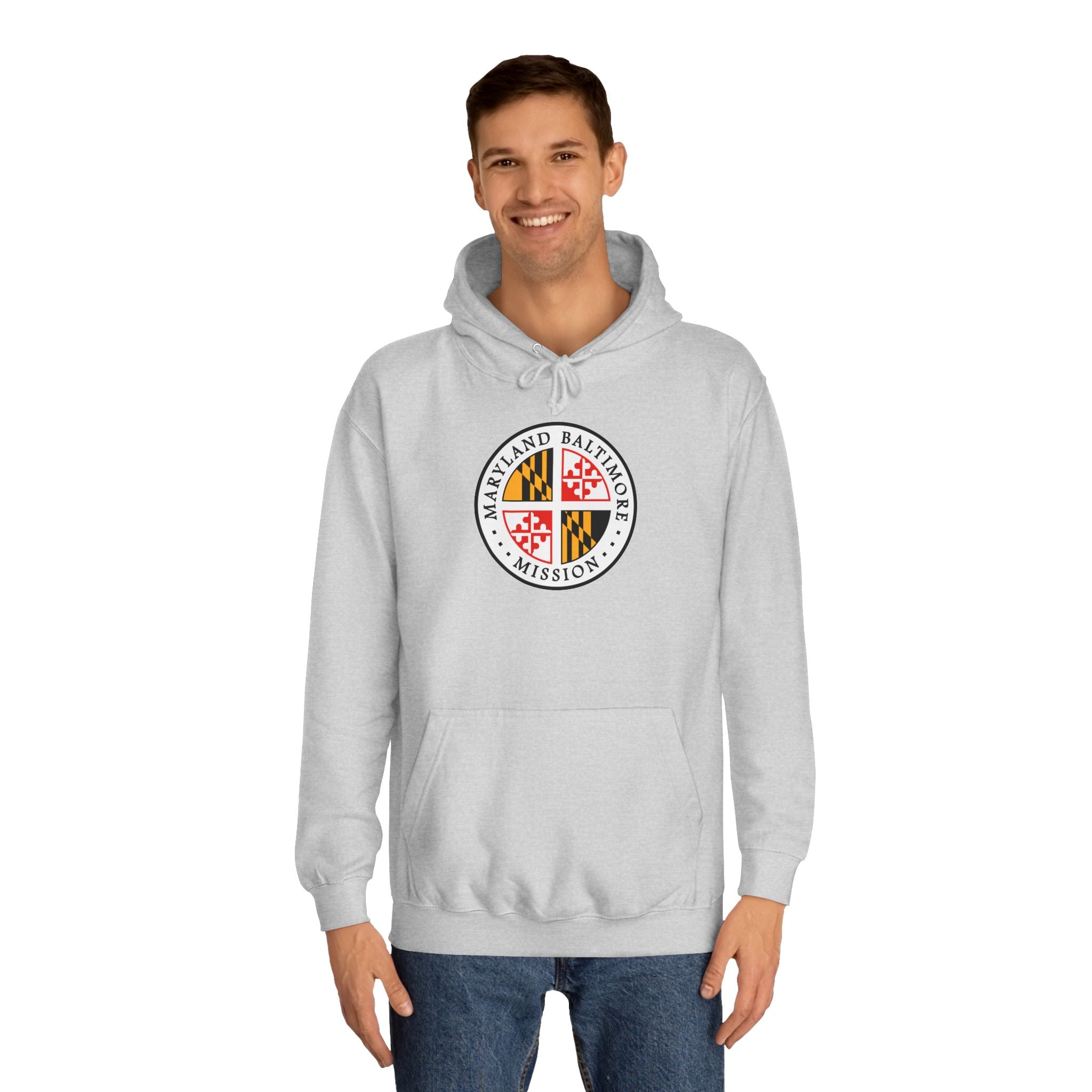 Maryland Baltimore Mission State Flag Logo (White Border) College Hoodie - Mission Wishlist - LDS Missionary Gift Store