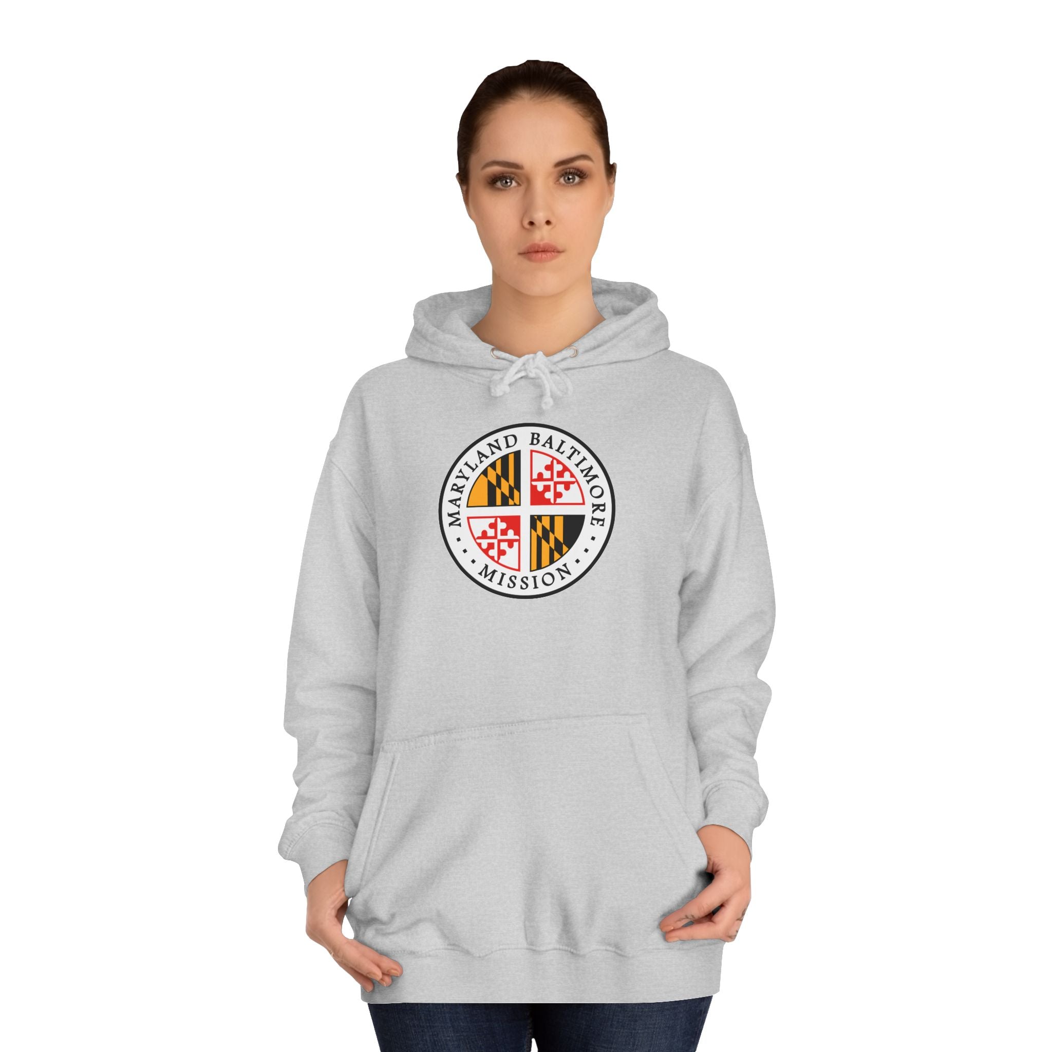 Maryland Baltimore Mission State Flag Logo (White Border) College Hoodie - Mission Wishlist - LDS Missionary Gift Store