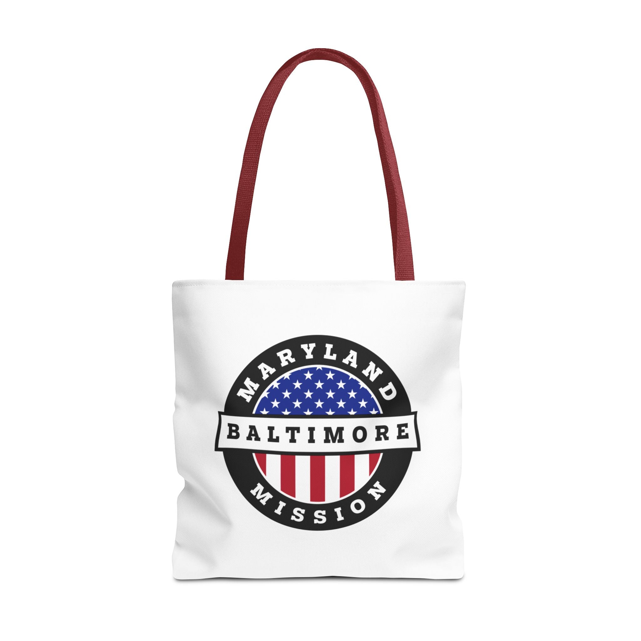 Maryland Baltimore Mission USA Flag Logo Tote Bag White - Mission Wishlist - LDS Missionary Gift Store