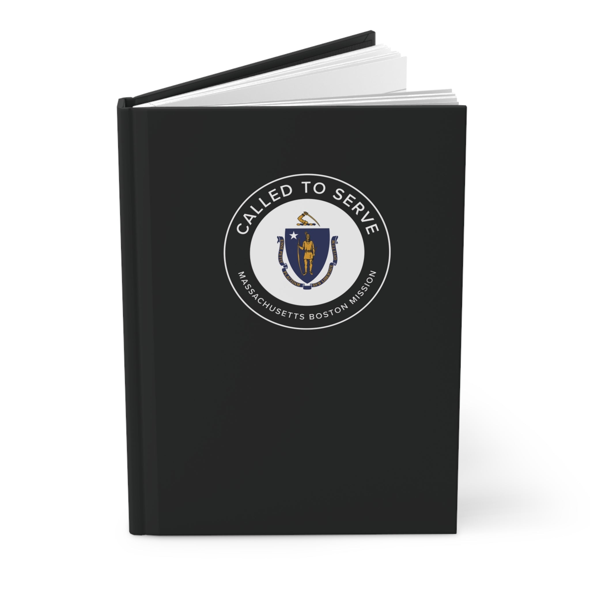 Massachusetts Boston Mission Circle Flag Called to Serve Black Hardcover Journal Matte - Latter-Day Saint LDS Missionary Gift - Book of Mormon
