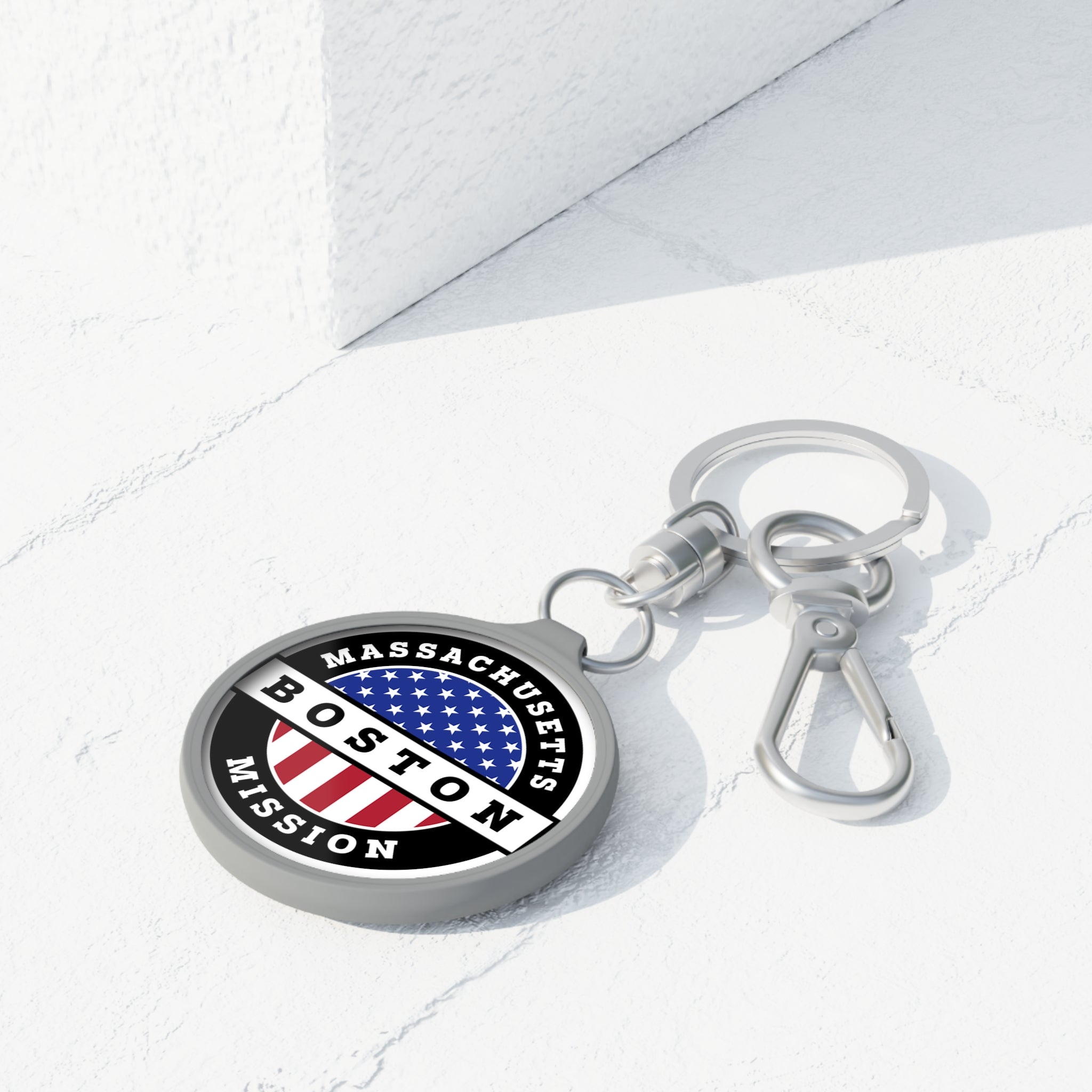 Massachusetts Boston Mission Circle Flag Key Tag - Latter-Day Saint LDS Missionary Gift - Book of Mormon