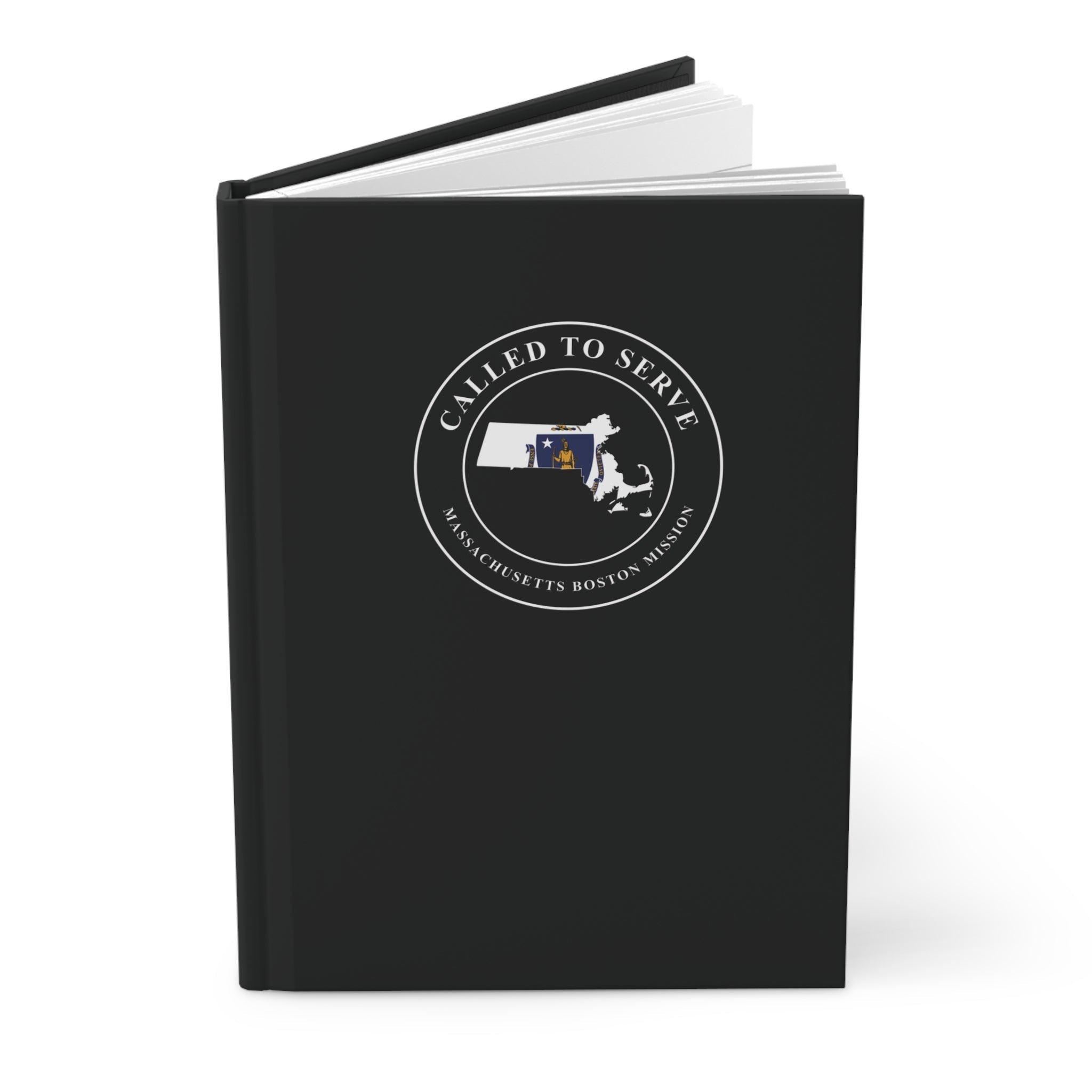Massachusetts Boston Mission Flag Map Called to Serve Black Hardcover Journal Matte - Latter-Day Saint LDS Missionary Gift - Book of Mormon