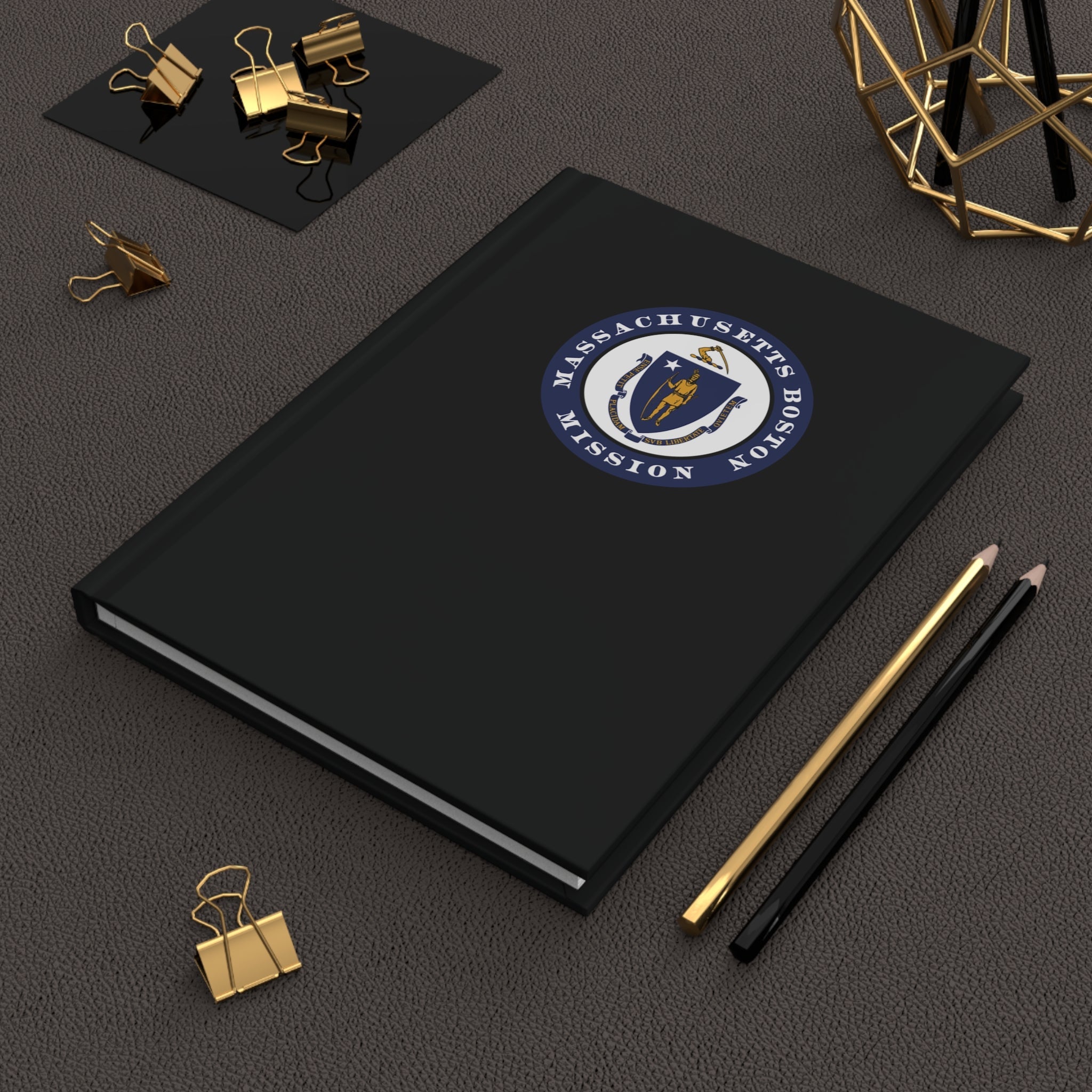 Massachusetts Boston Mission Logo Design Black Hardcover Journal Matte - Latter-Day Saint LDS Missionary Gift - Book of Mormon