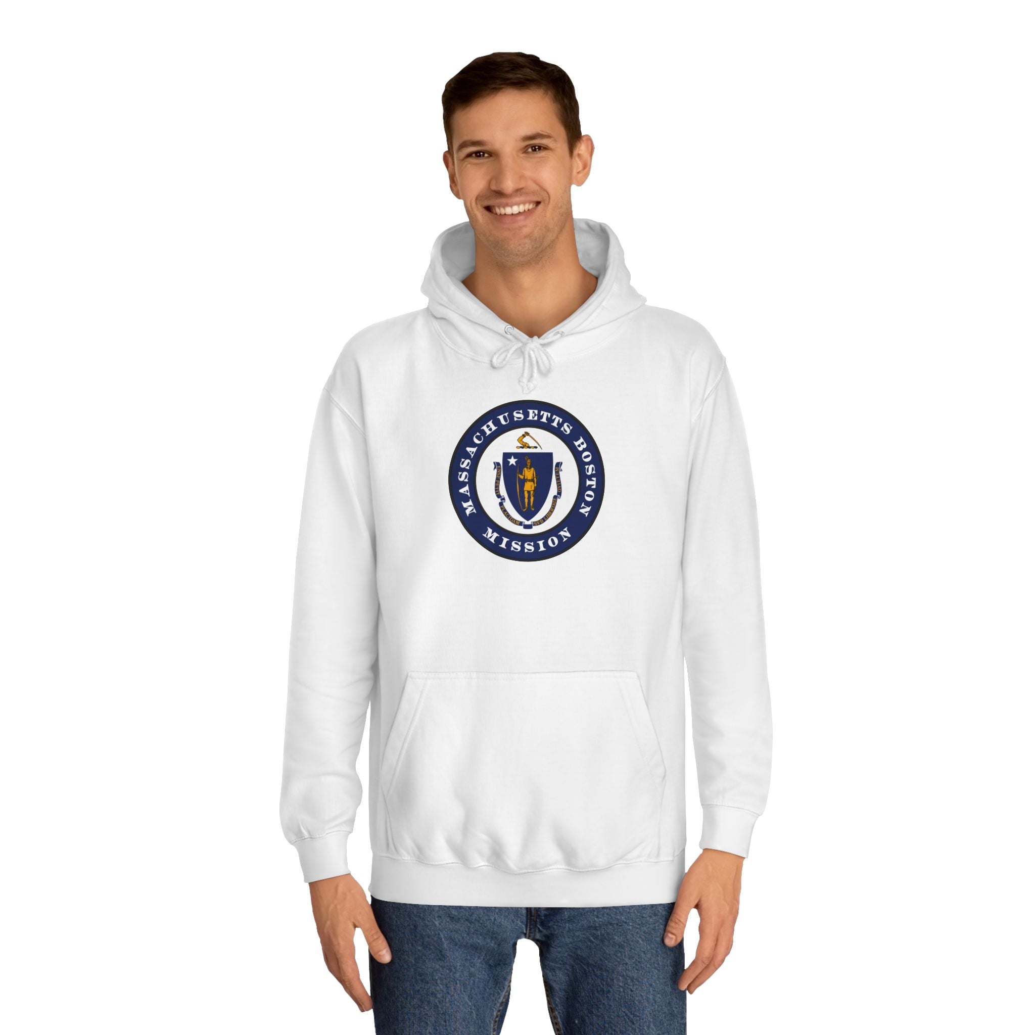 Massachusetts Boston Mission State Flag Logo (Black Border) College Hoodie - Mission Wishlist - LDS Missionary Gift Store