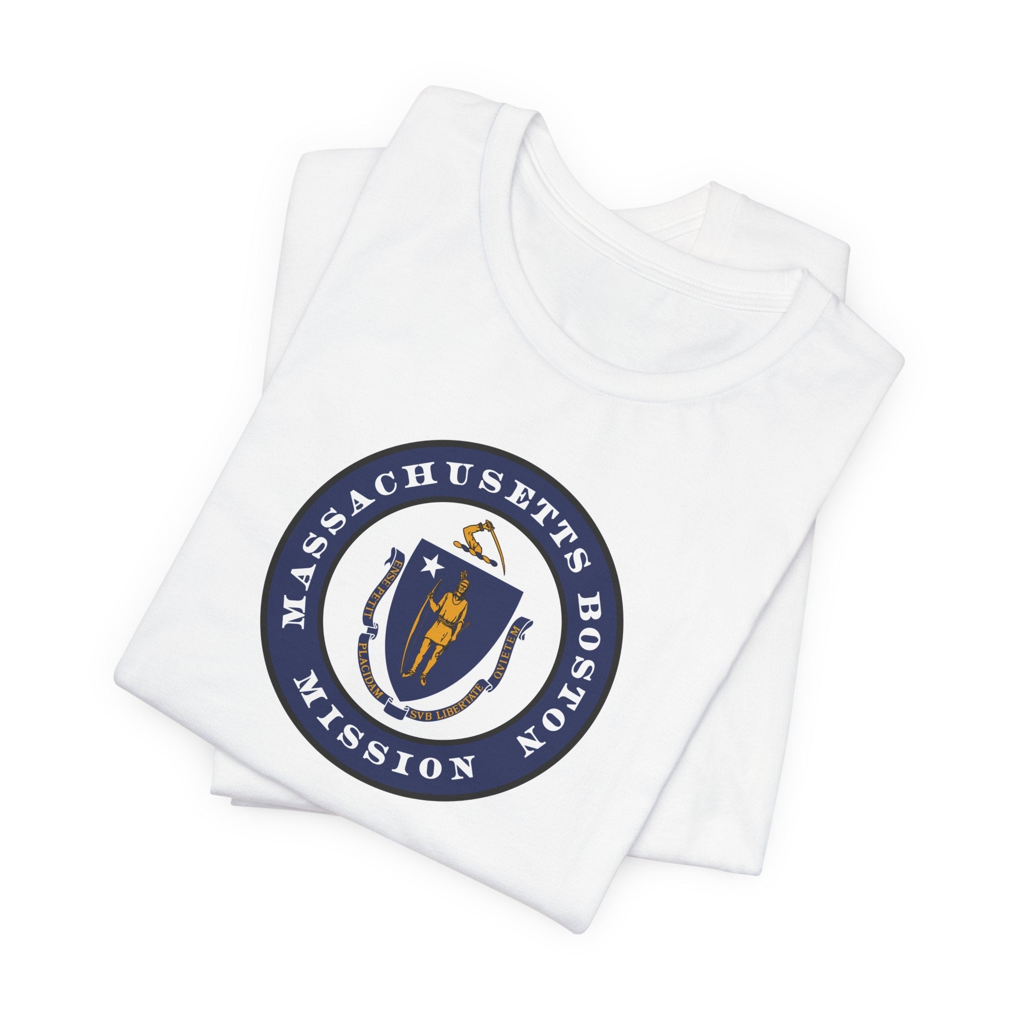 Massachusetts Boston Mission State Flag Logo (Black Border) T-shirt - Mission Wishlist - LDS Missionary Gift Store