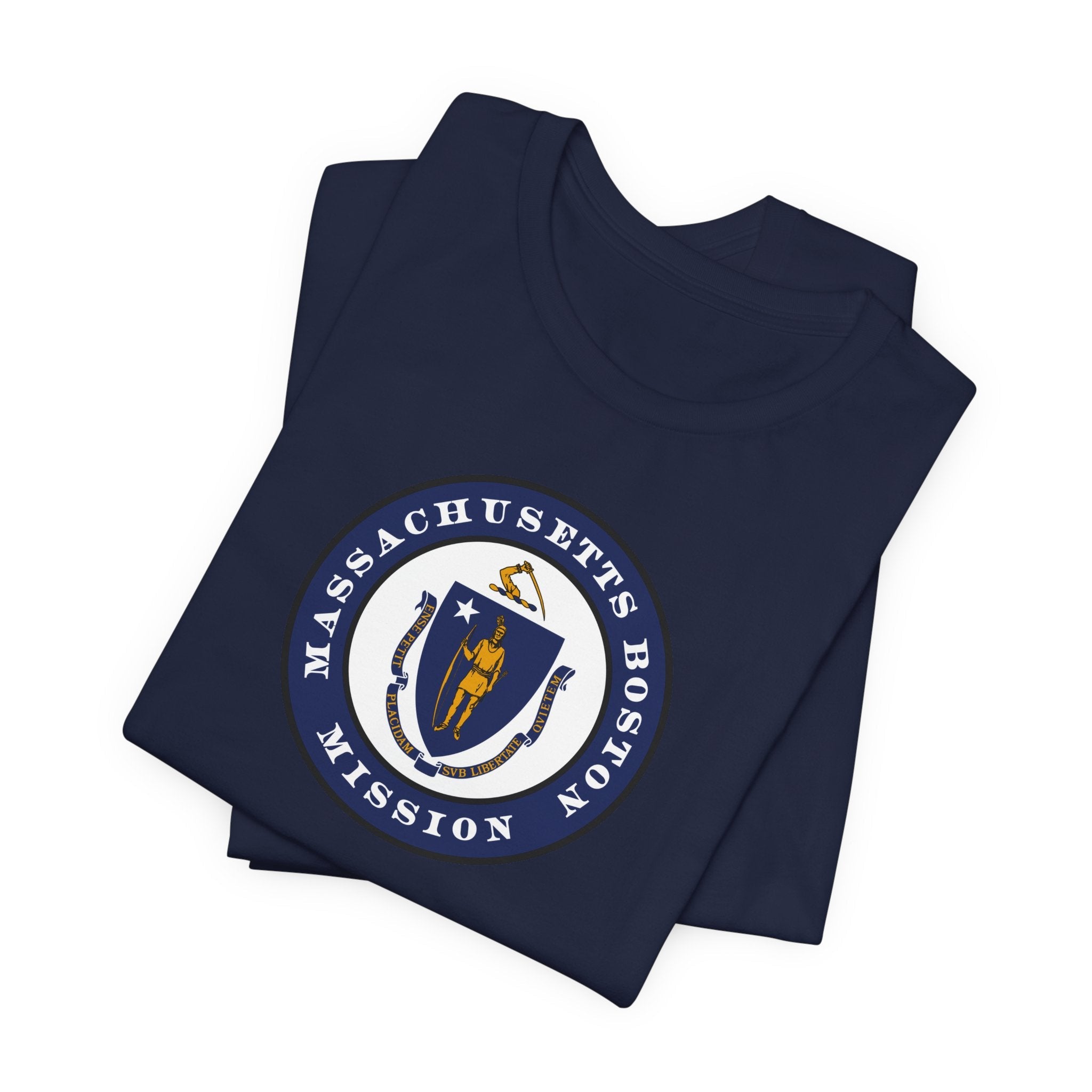 Massachusetts Boston Mission State Flag Logo (Black Border) T-shirt - Mission Wishlist - LDS Missionary Gift Store