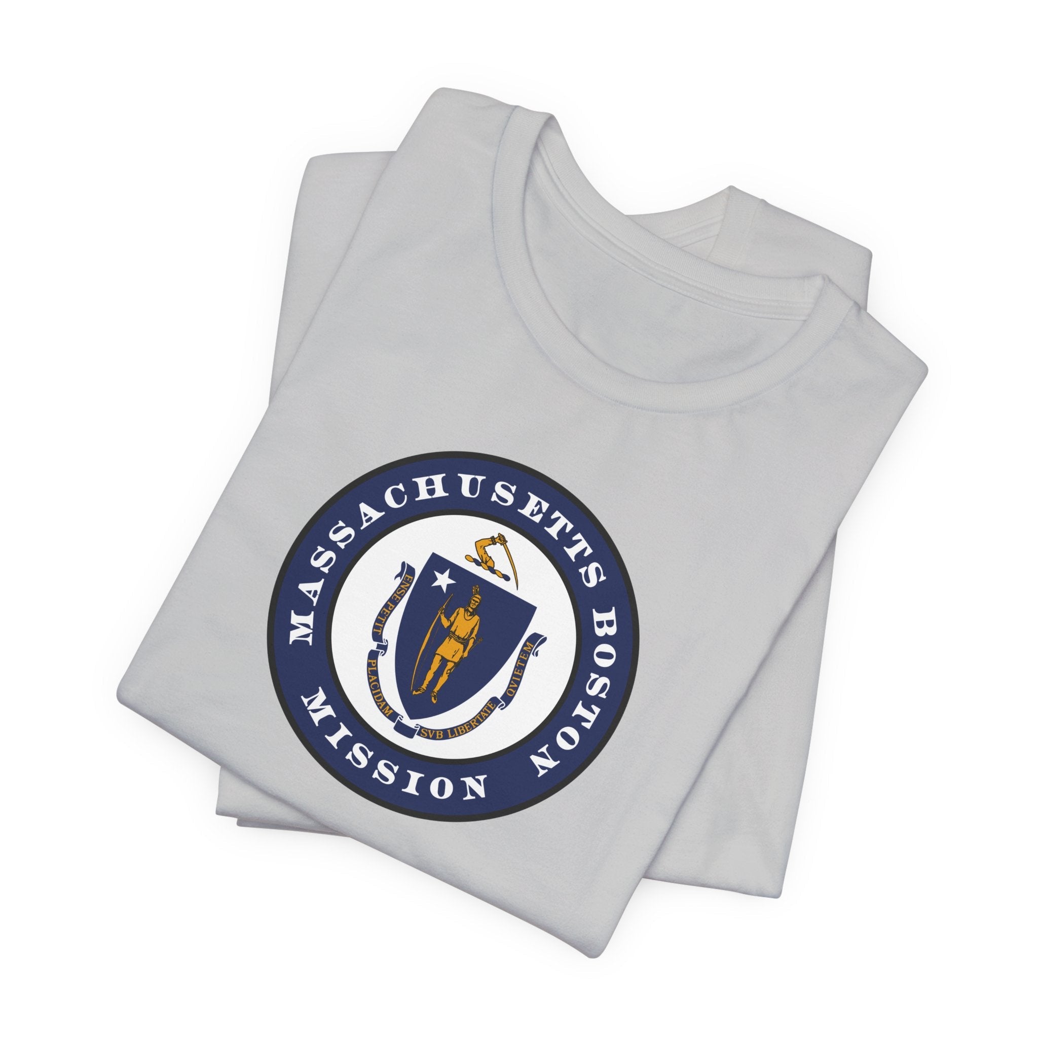 Massachusetts Boston Mission State Flag Logo (Black Border) T-shirt - Mission Wishlist - LDS Missionary Gift Store