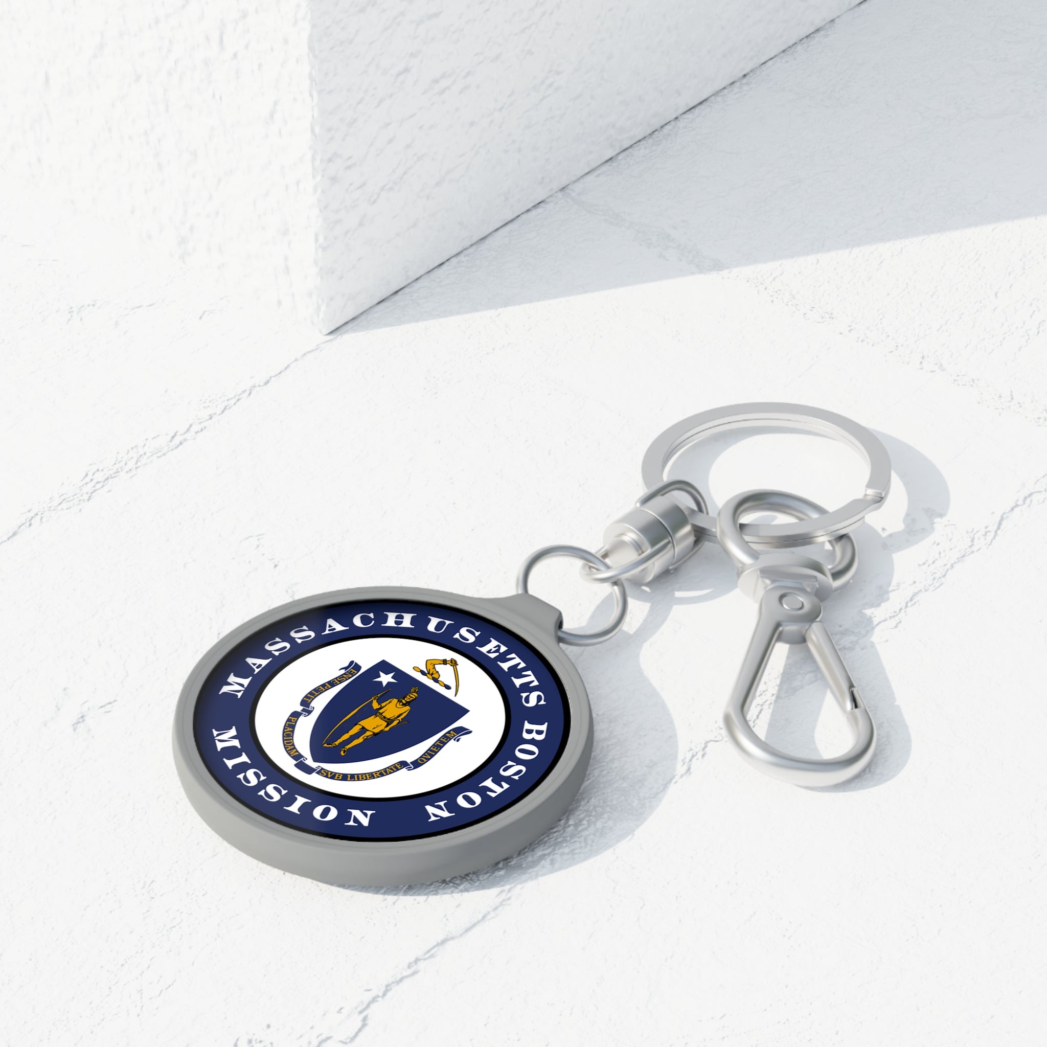 Massachusetts Boston Mission State Flag Logo Key Tag - Latter-Day Saint LDS Missionary Gift - Book of Mormon