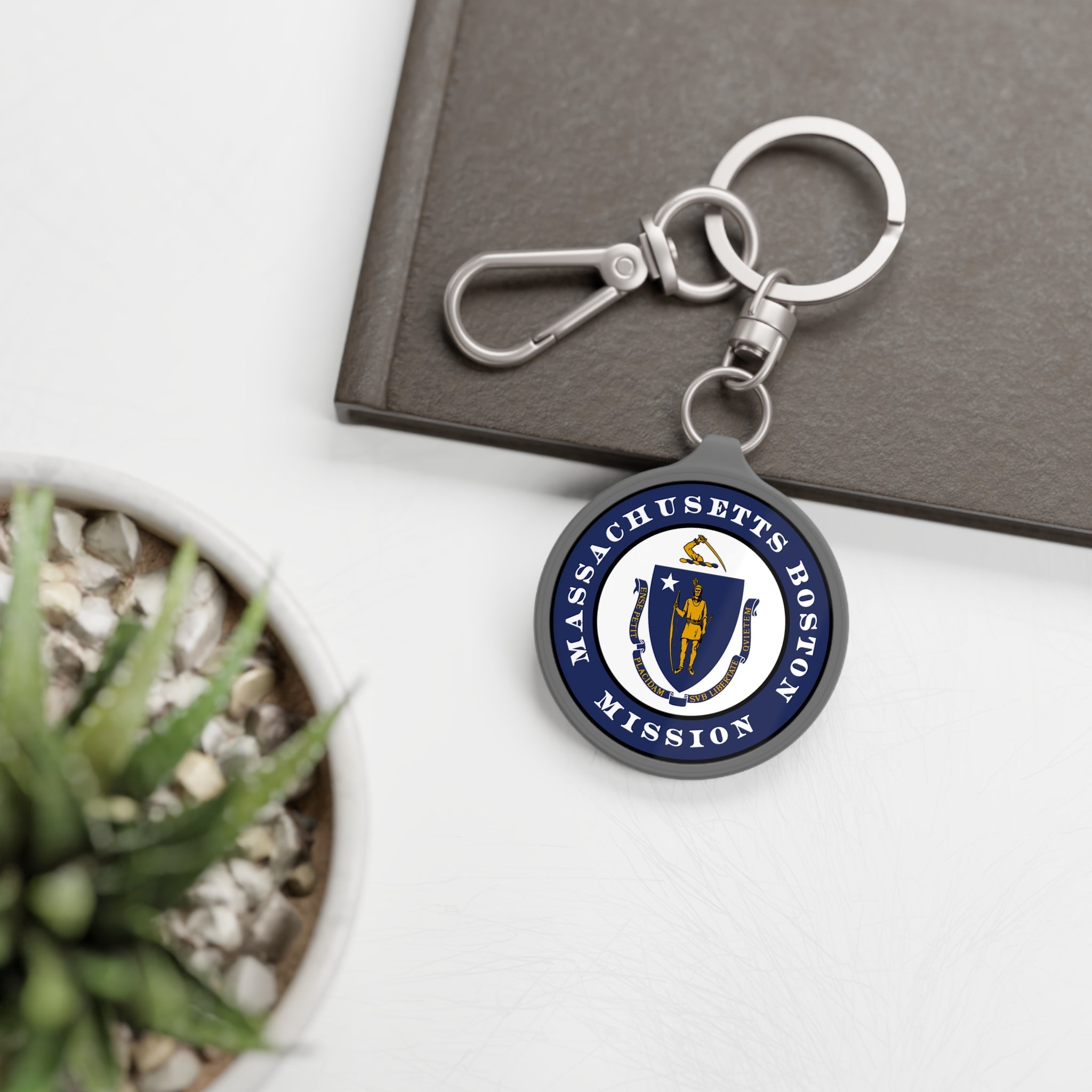 Massachusetts Boston Mission State Flag Logo Key Tag - Latter-Day Saint LDS Missionary Gift - Book of Mormon