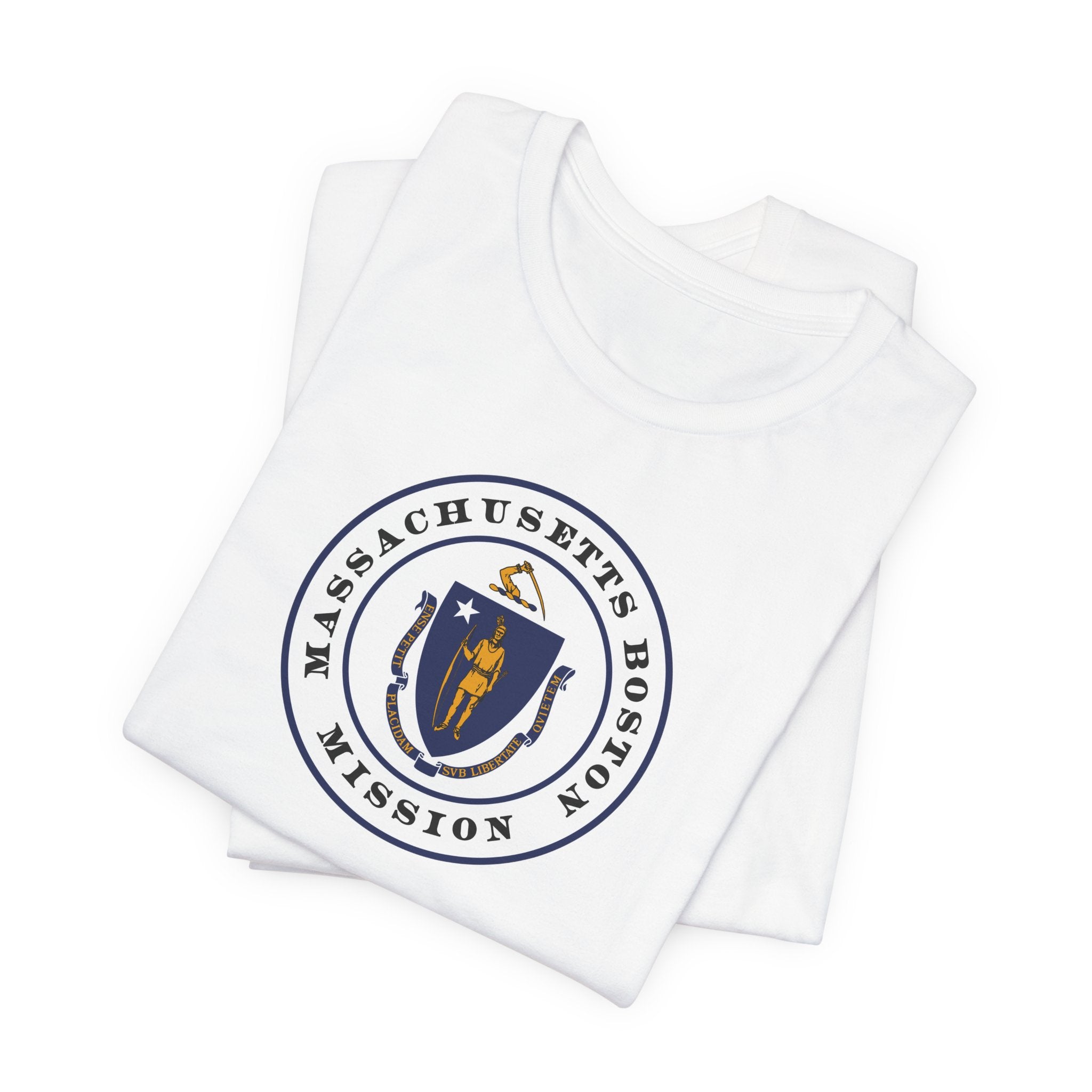 Massachusetts Boston Mission State Flag Logo (White Border) T-shirt - Latter-Day Saint LDS Missionary Gift - Book of Mormon
