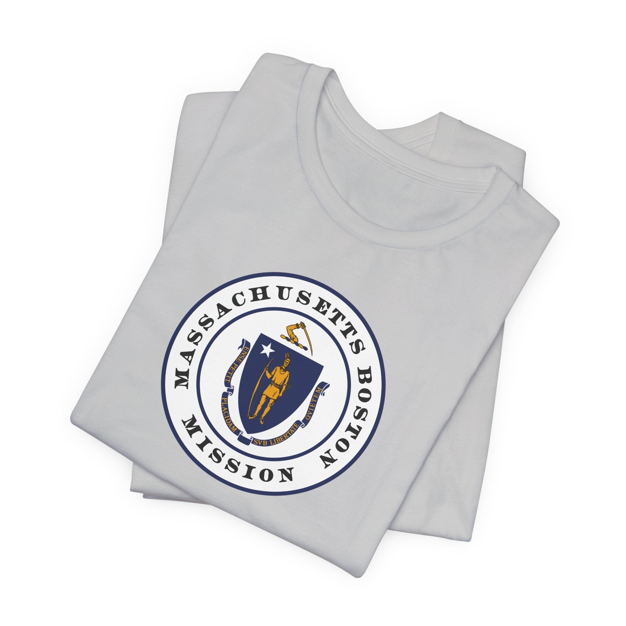 Massachusetts Boston Mission State Flag Logo (White Border) T-shirt - Latter-Day Saint LDS Missionary Gift - Book of Mormon
