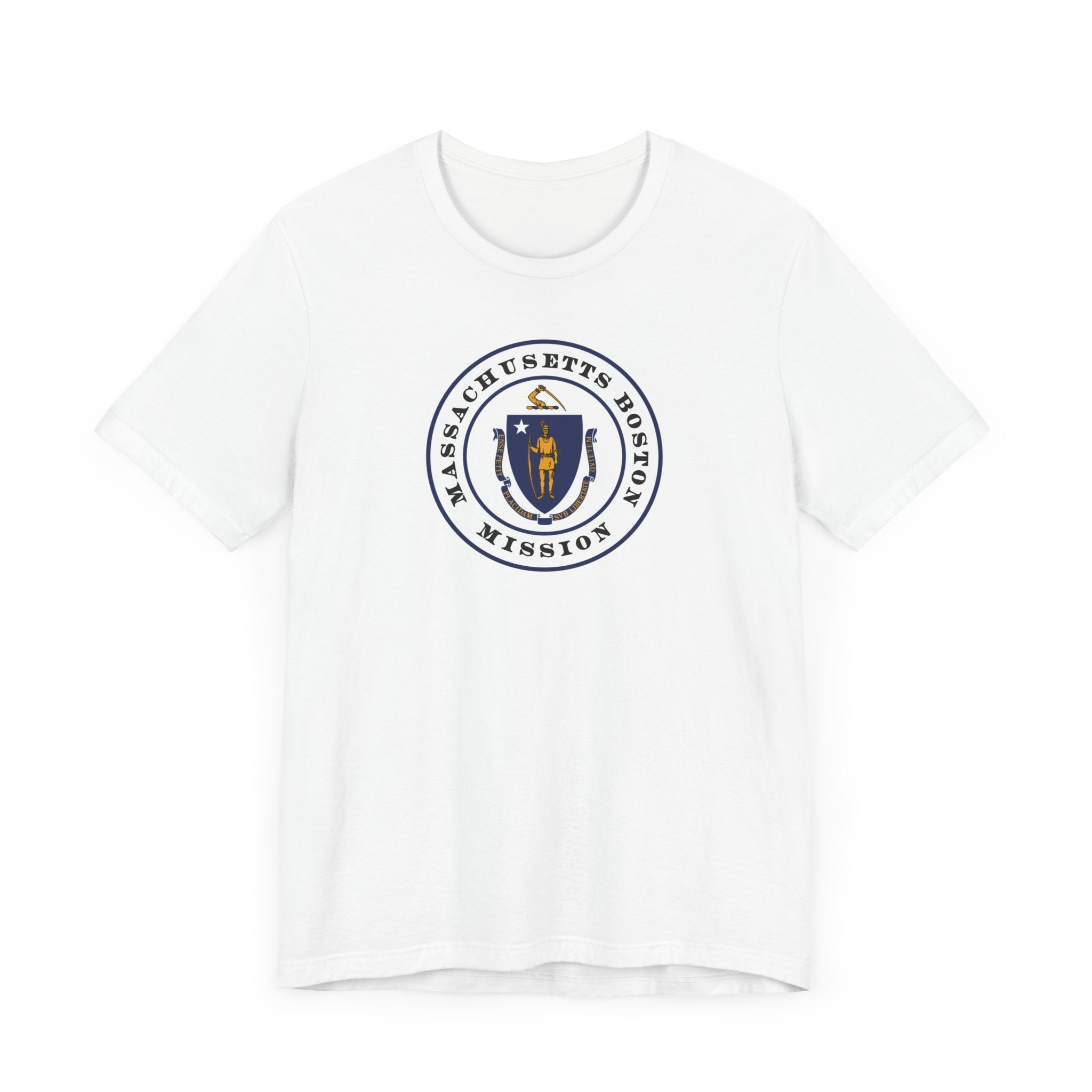 Massachusetts Boston Mission State Flag Logo (White Border) T-shirt - Latter-Day Saint LDS Missionary Gift - Book of Mormon