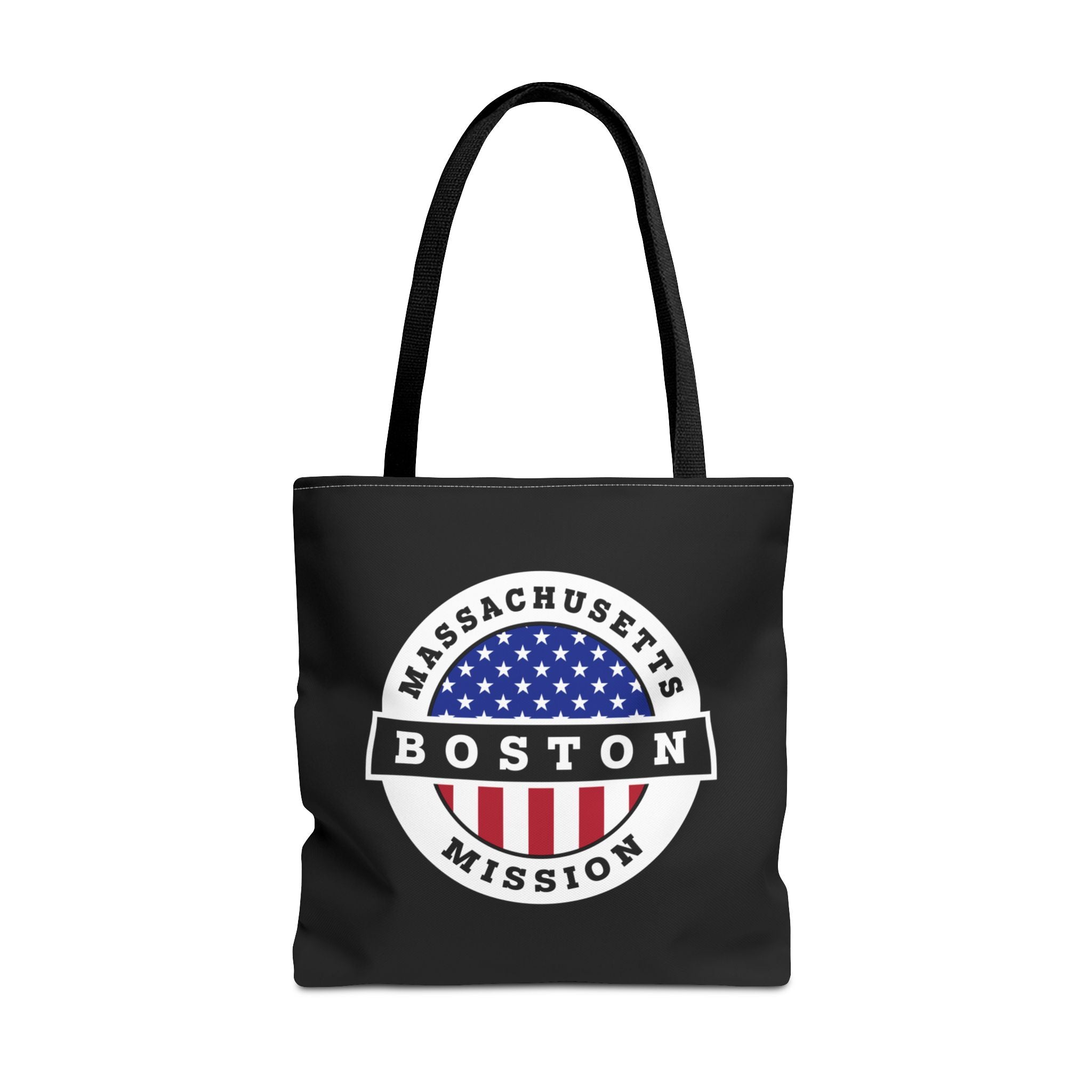 Massachusetts Boston Mission USA Flag Logo Tote Bag Black - Mission Wishlist - LDS Missionary Gift Store