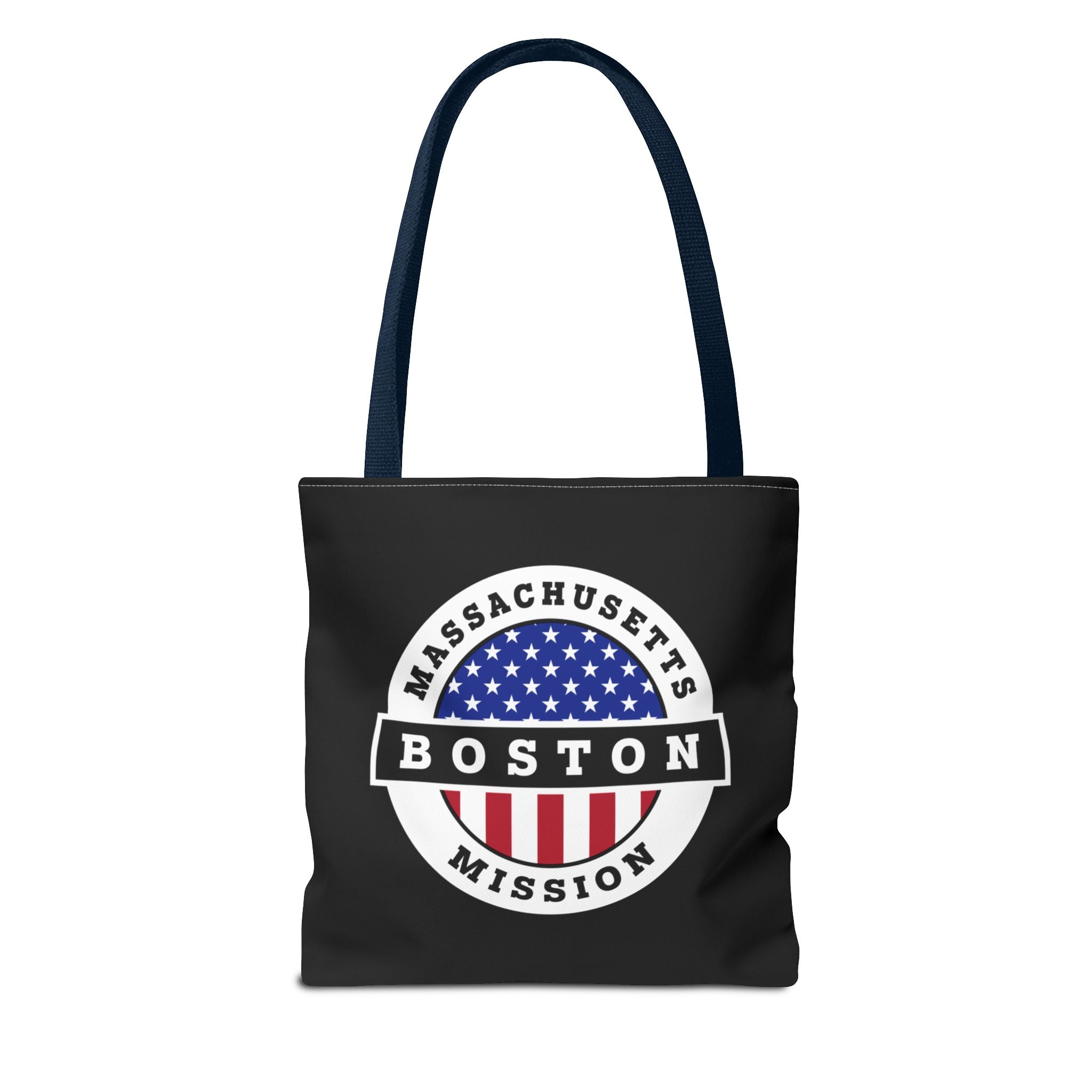 Massachusetts Boston Mission USA Flag Logo Tote Bag Black - Mission Wishlist - LDS Missionary Gift Store