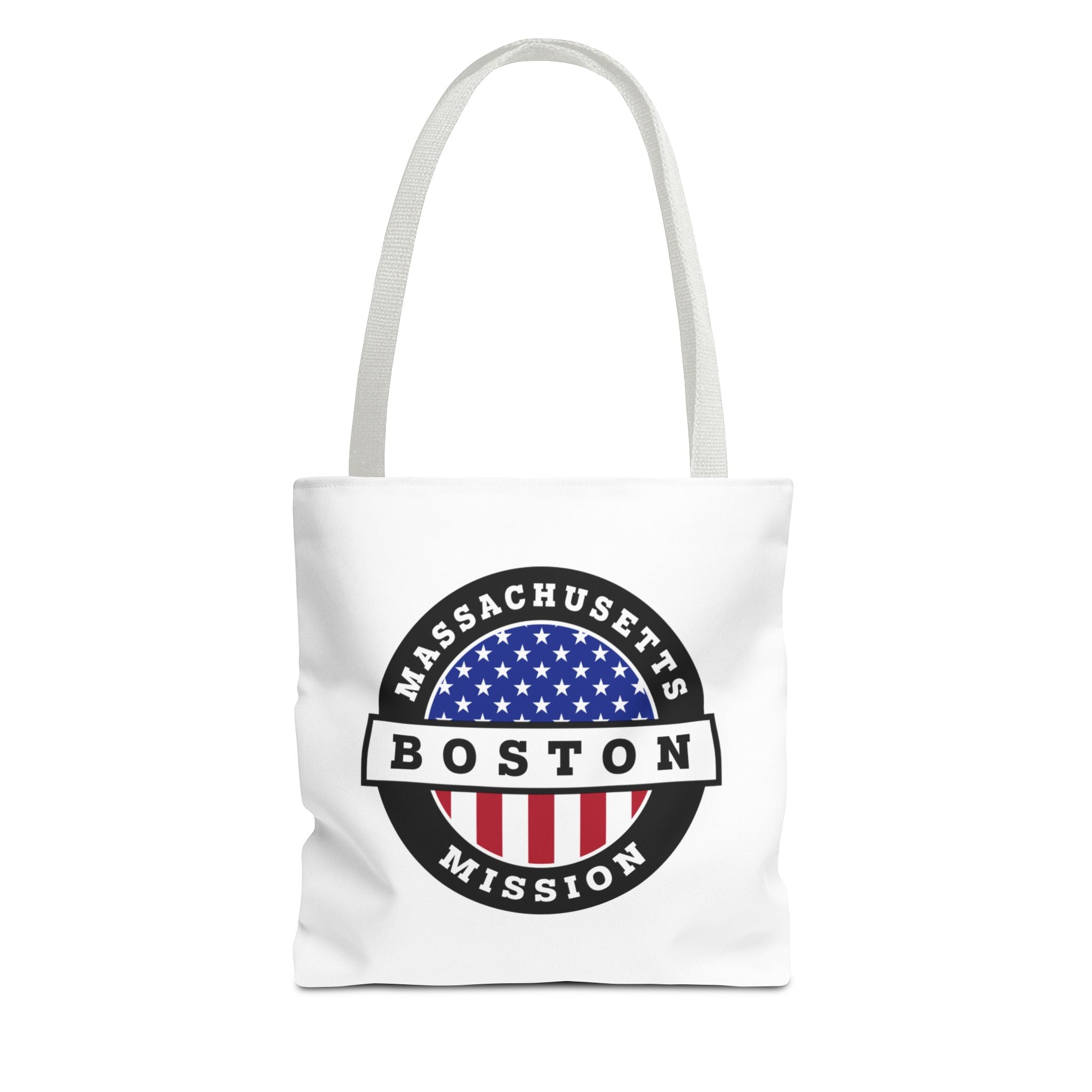 Massachusetts Boston Mission USA Flag Logo Tote Bag White - Mission Wishlist - LDS Missionary Gift Store