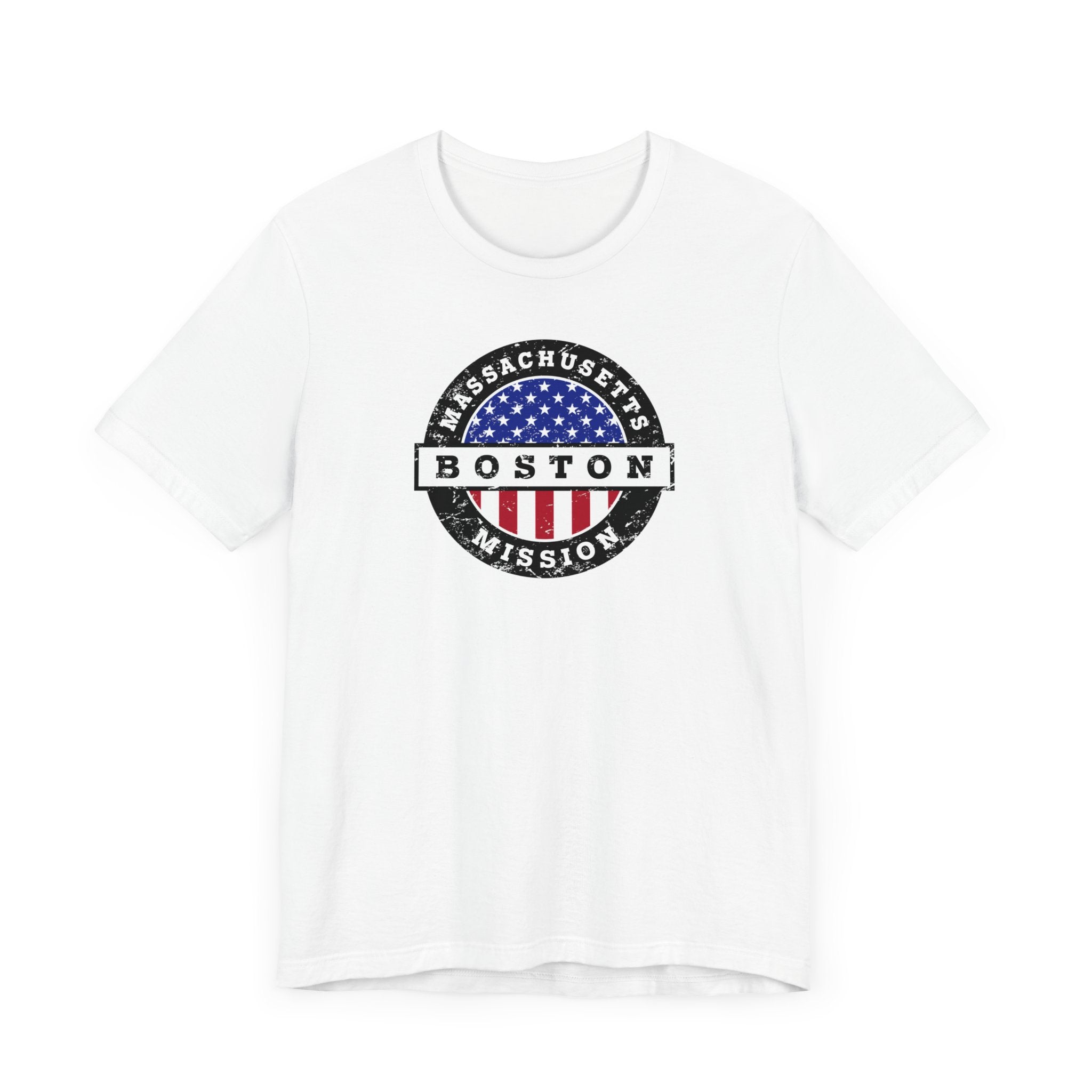 Massachusetts Boston Mission Vintage Circular USA Flag T-Shirt - Mission Wishlist - LDS Missionary Gift Store