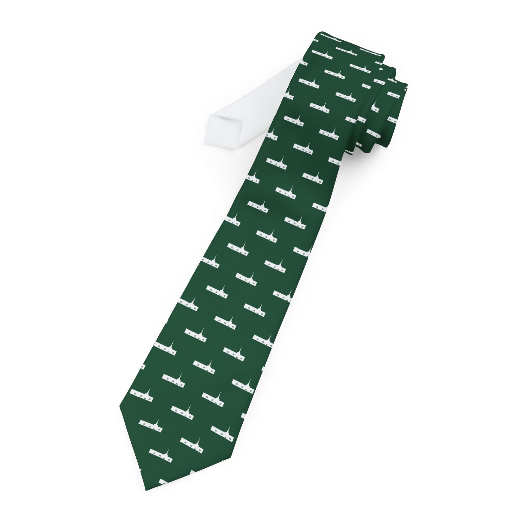 Medford Oregon Temple Patterned Necktie for Elders (Green) - Mission Wishlist - LDS Missionary Gift Store