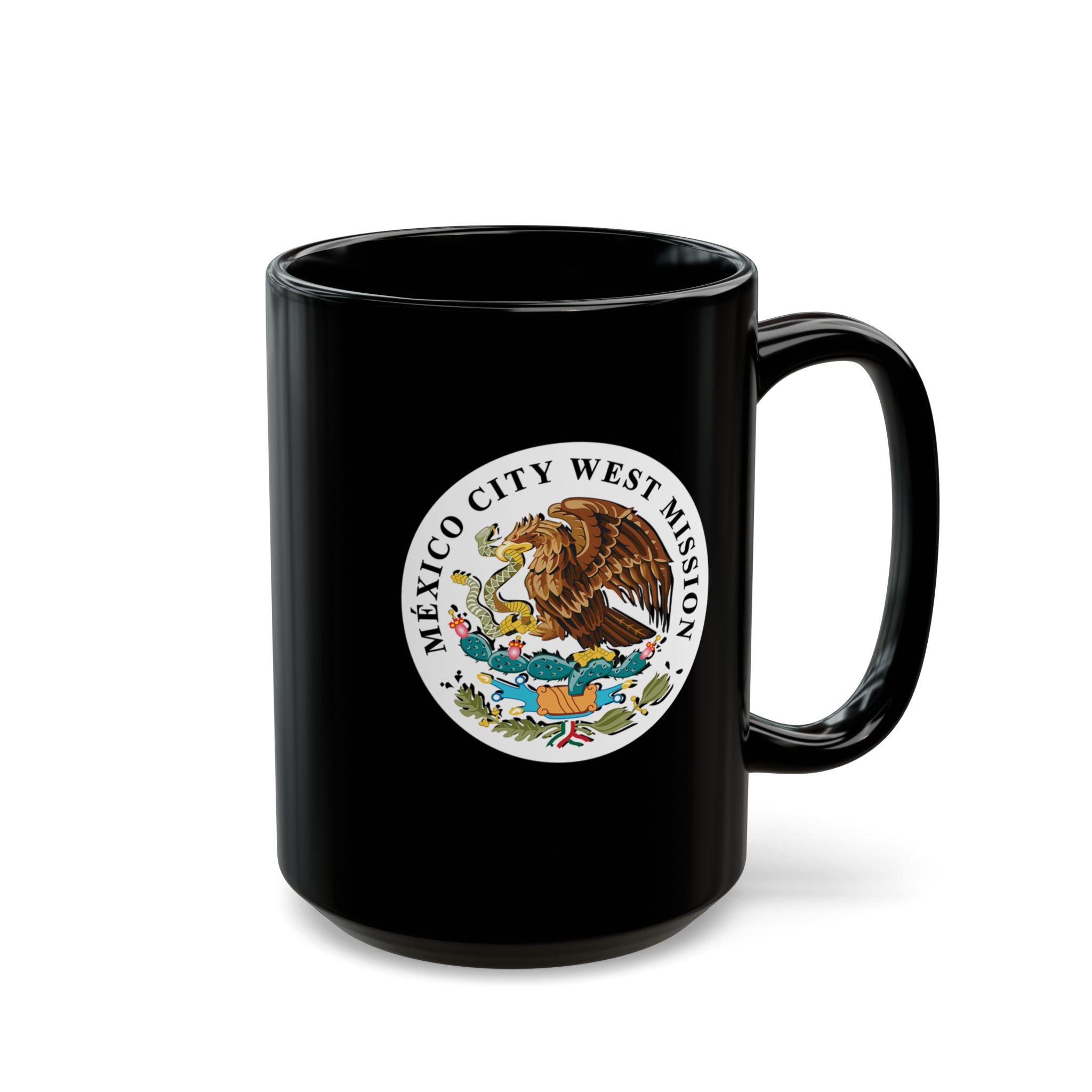 Mexico Mexico City West Mission Circular Flag Black Ceramic Mug - Mission Wishlist - LDS Missionary Gift Store