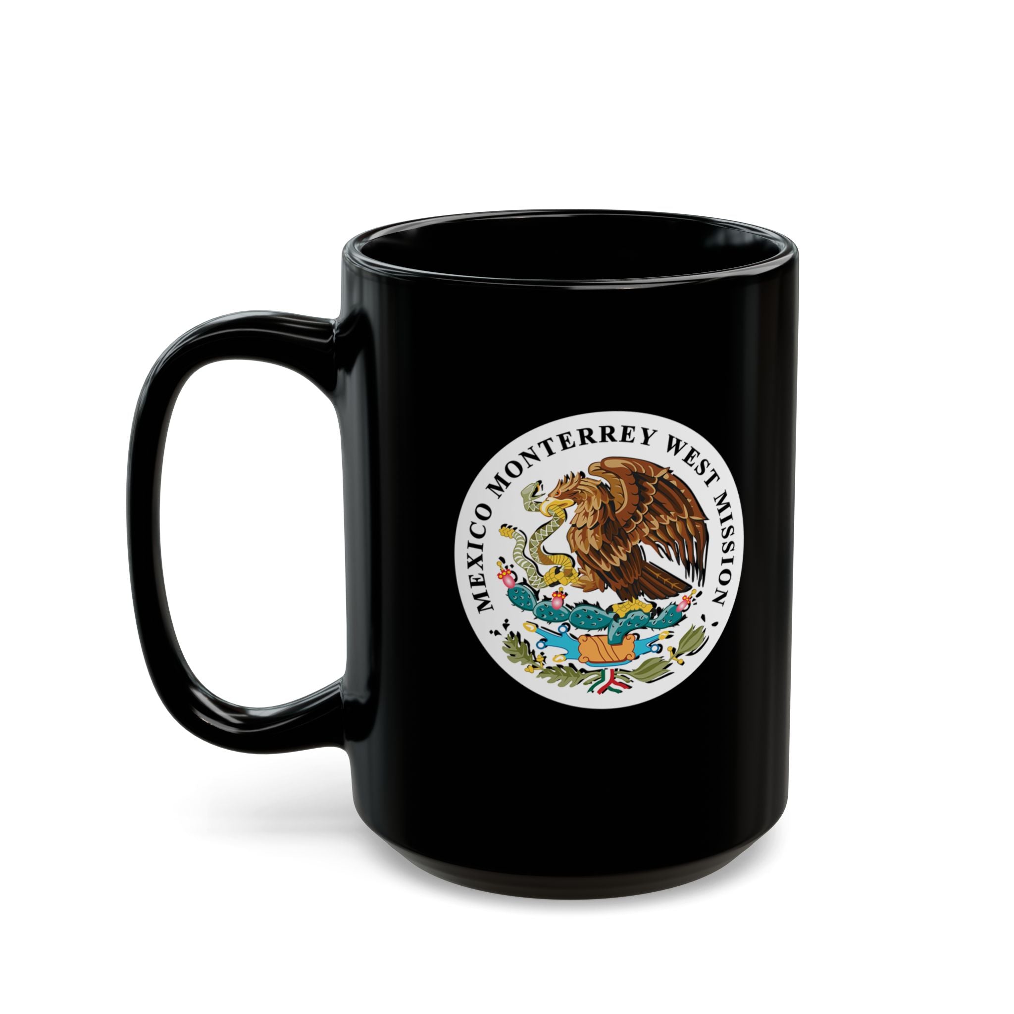 Mexico Monterrey West Mission Circular Flag Black Ceramic Mug - Latter-Day Saint LDS Missionary Gift - Book of Mormon