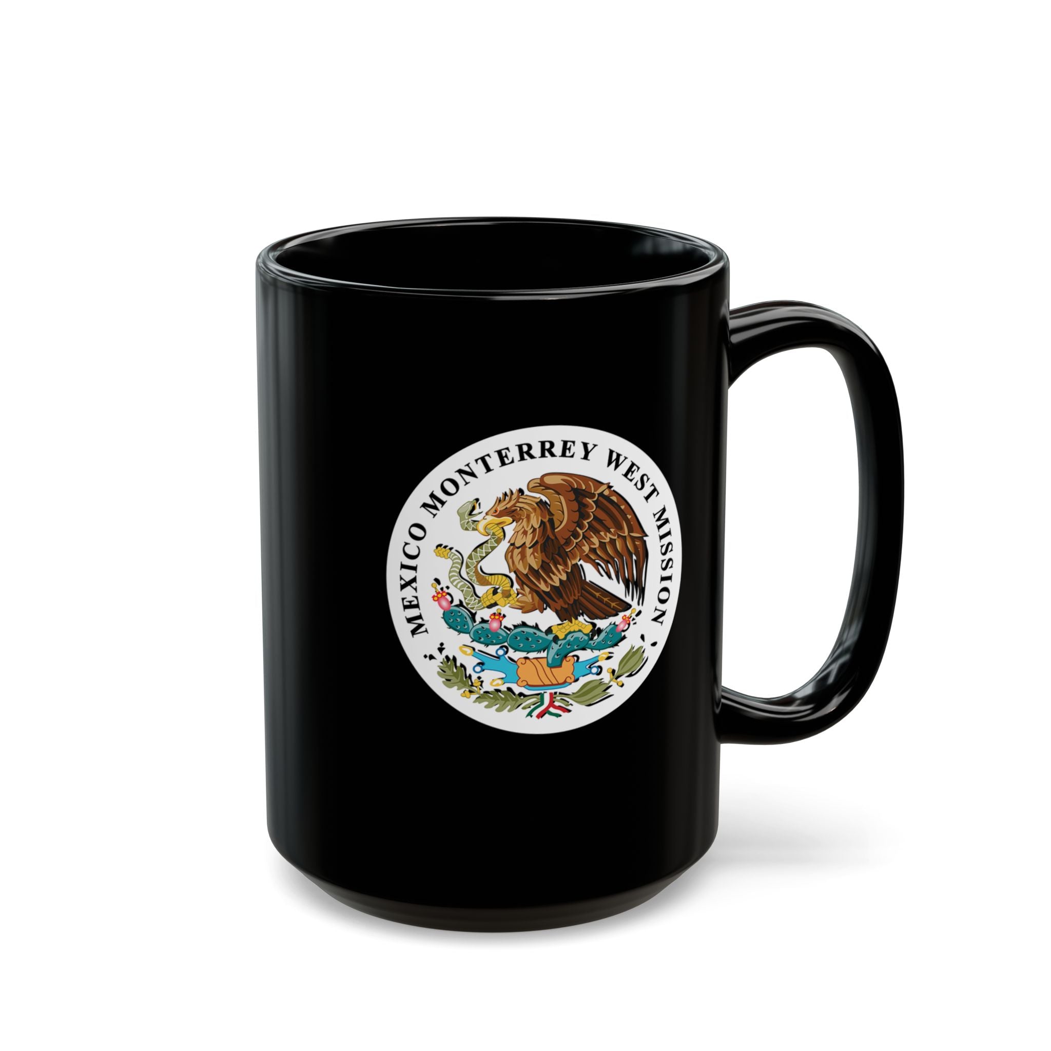 Mexico Monterrey West Mission Circular Flag Black Ceramic Mug - Latter-Day Saint LDS Missionary Gift - Book of Mormon