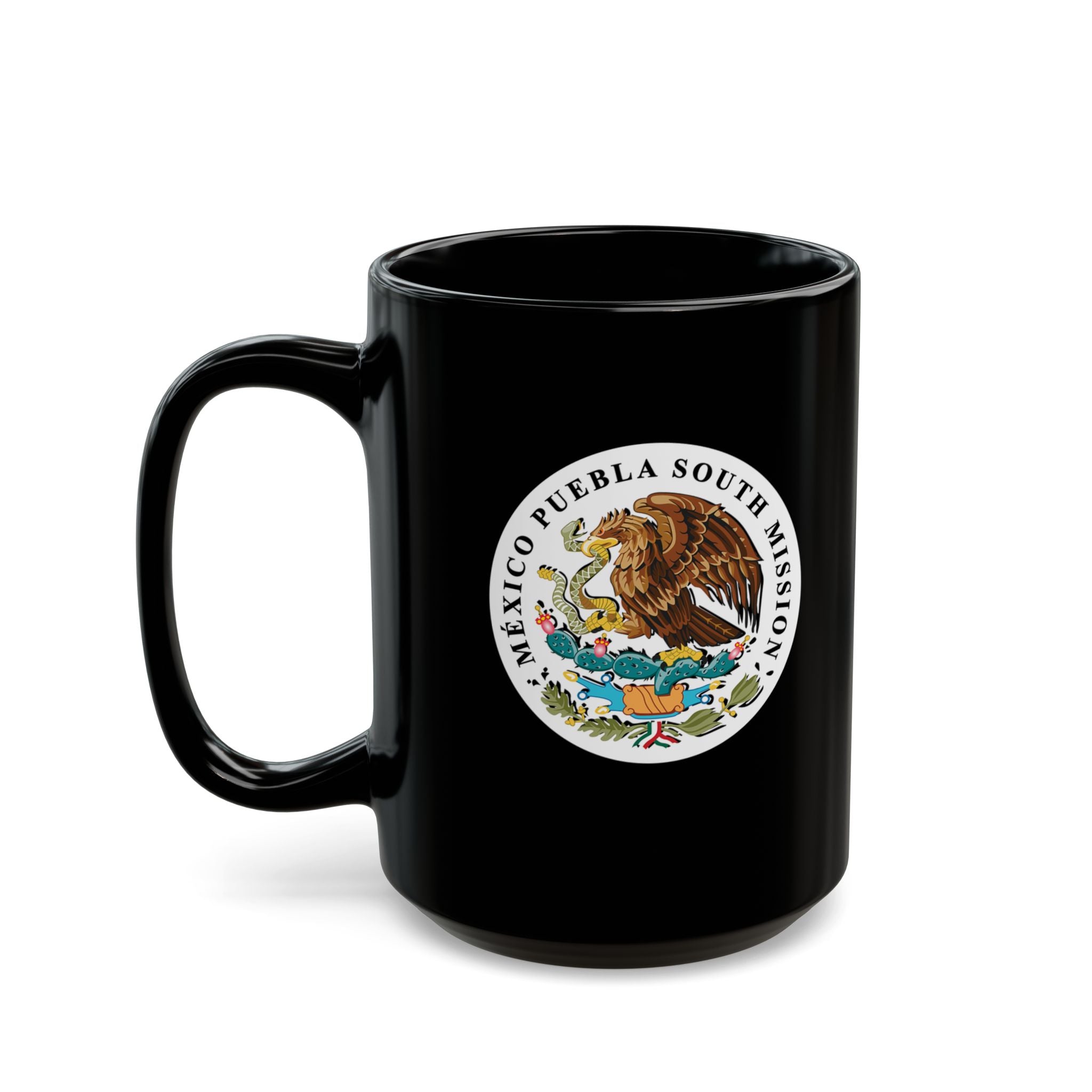 Mexico Puebla South Mission Circular Flag Black Ceramic Mug - Mission Wishlist - LDS Missionary Gift Store