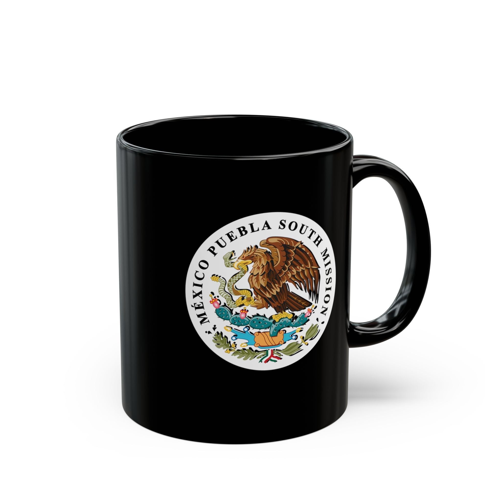 Mexico Puebla South Mission Circular Flag Black Ceramic Mug - Mission Wishlist - LDS Missionary Gift Store